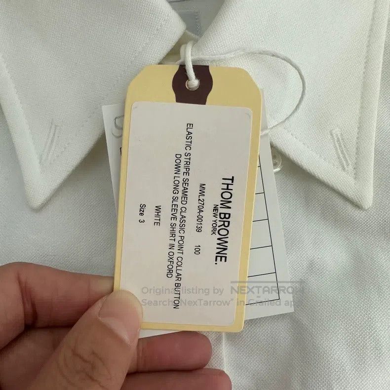 Thom Browne Thom Browne White classic double-sleeve striped shirt Size US L / EU 52-54 / 3 - 8 Thumbnail