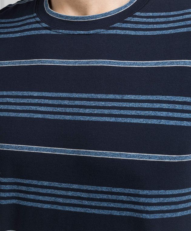 Brunello Cucinelli o1y0526 Crewneck T-Shirt in Midnight Blue Size US M / EU 48-50 / 2 - 2 Thumbnail