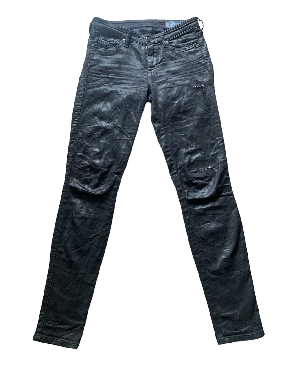 Diesel Black Gold DISTRESSED WAX DENIM COWHIDE LEATHER SLIM FIT Size US 30 / EU 46 - 1 Thumbnail