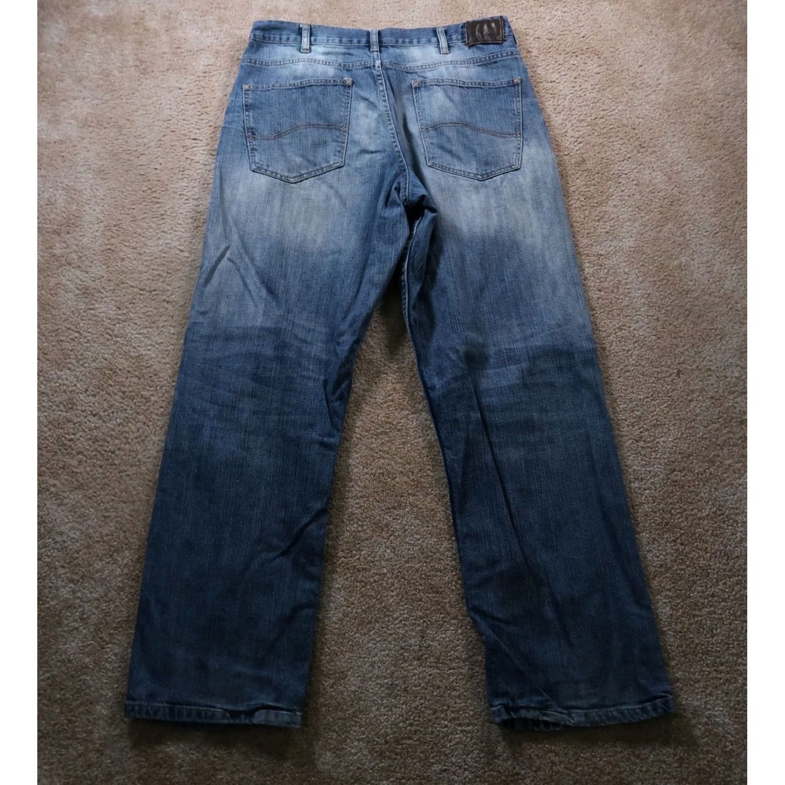 Lee Lee Loose Straight Jeans Men's 34x32 Distressed Blue Denim 5-Pocket Zipper Button Belt Loops Size US 34 / EU 50 - 7 Thumbnail