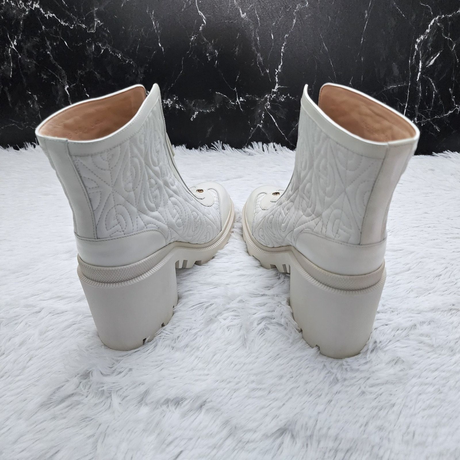 Gucci Gucci Calfskin G Rhombus Ankle Boots White 39.5G | 9.5 US Size US 9.5 / IT 39.5 - 14 Thumbnail