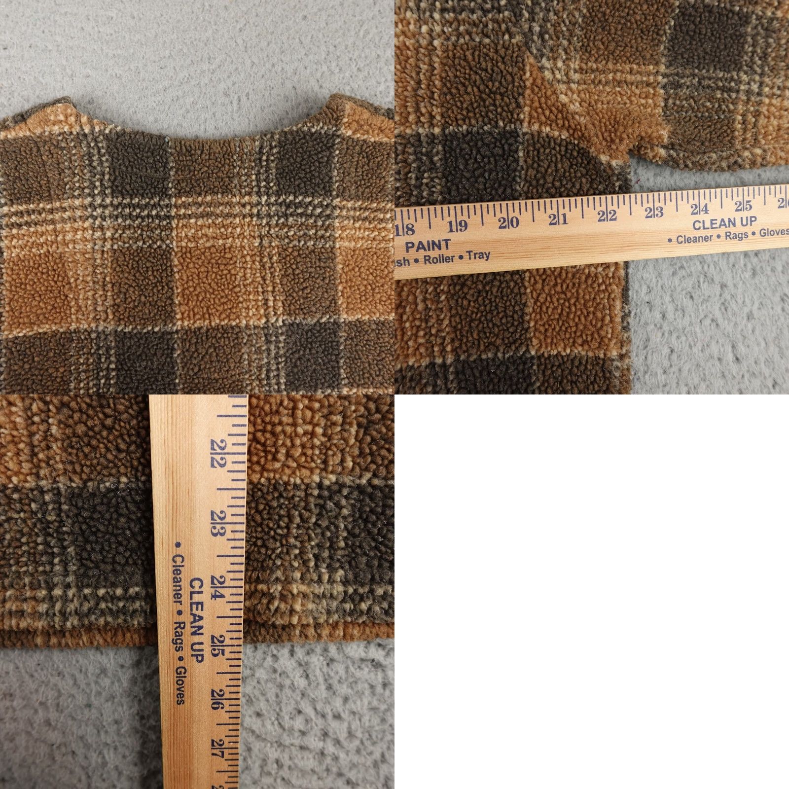 Vintage VINTAGE Womens Medium Brown Plaid Fleece V-Neck Pullover Made In USA Sweater Size M / US 6-8 / IT 42-44 - 8 Thumbnail