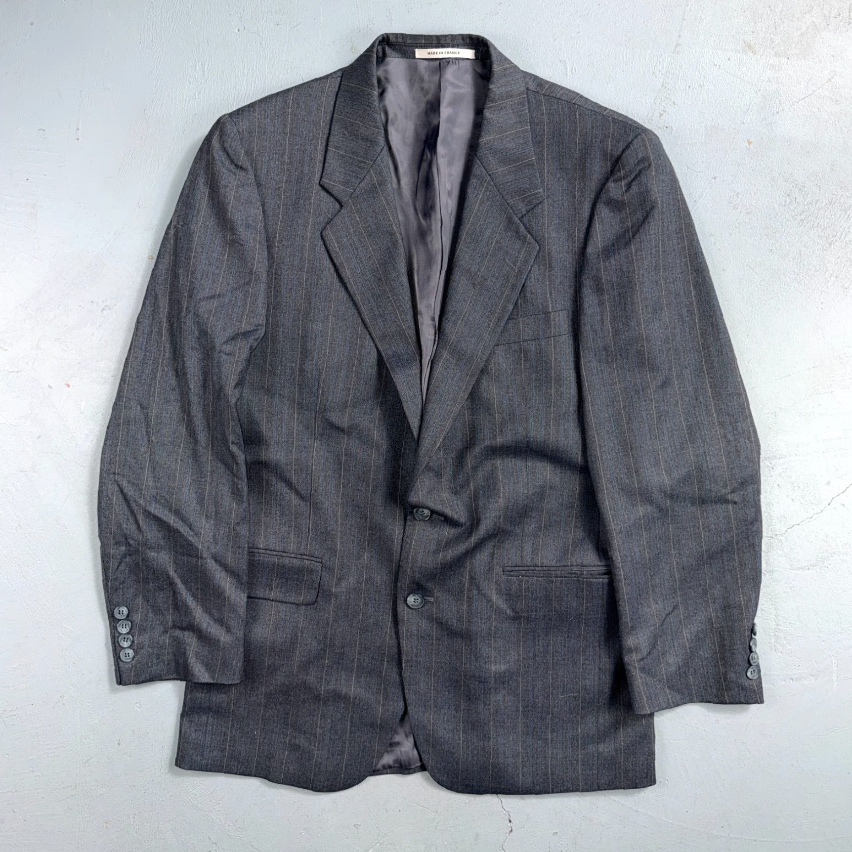 Yves Saint Laurent VINTAGE Saint Laurent YSL Gray Grodin Wool Blazer Jacket 38 Two-Button Notch Lapel Single-Breasted Size 38R - 2 Thumbnail