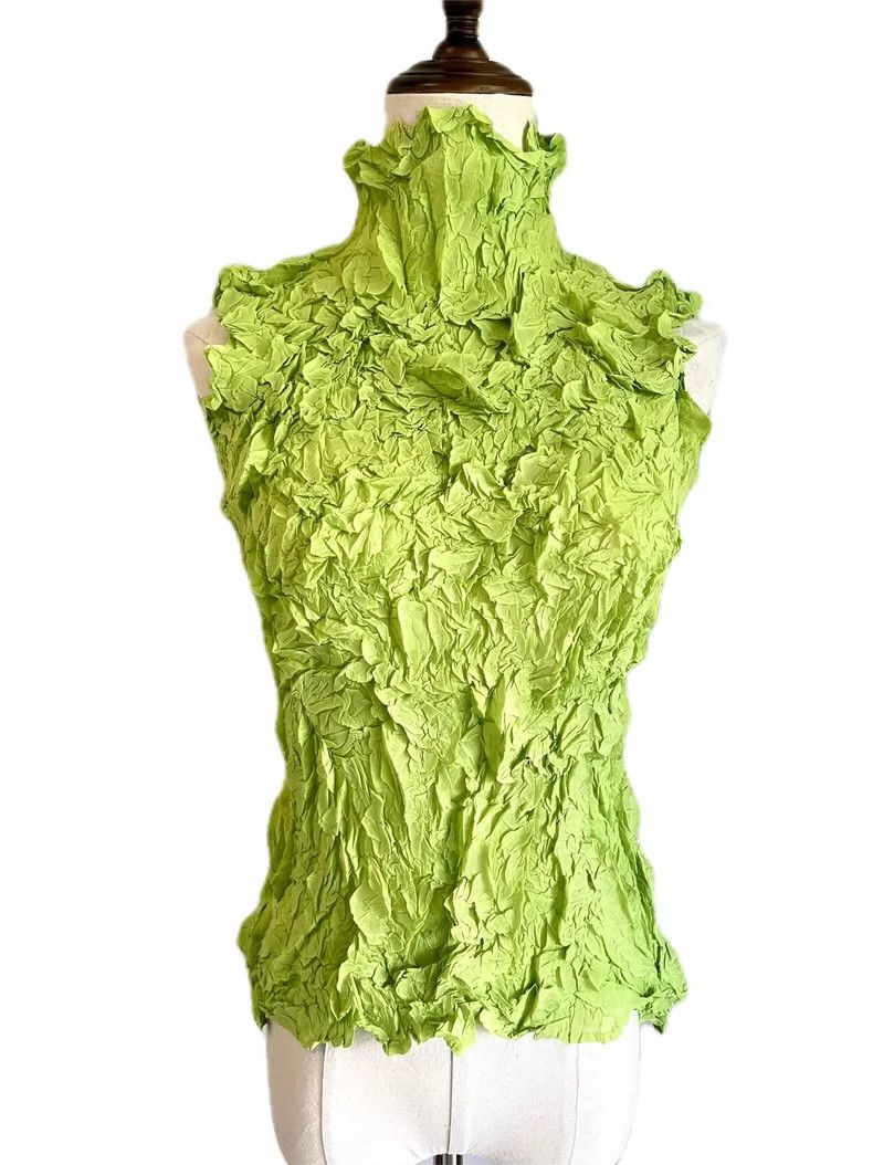 Issey Miyake Issey Miyake Yellow-green high-neck sleeveless mainline pe Size M / US 6-8 / IT 42-44 - 2 Thumbnail