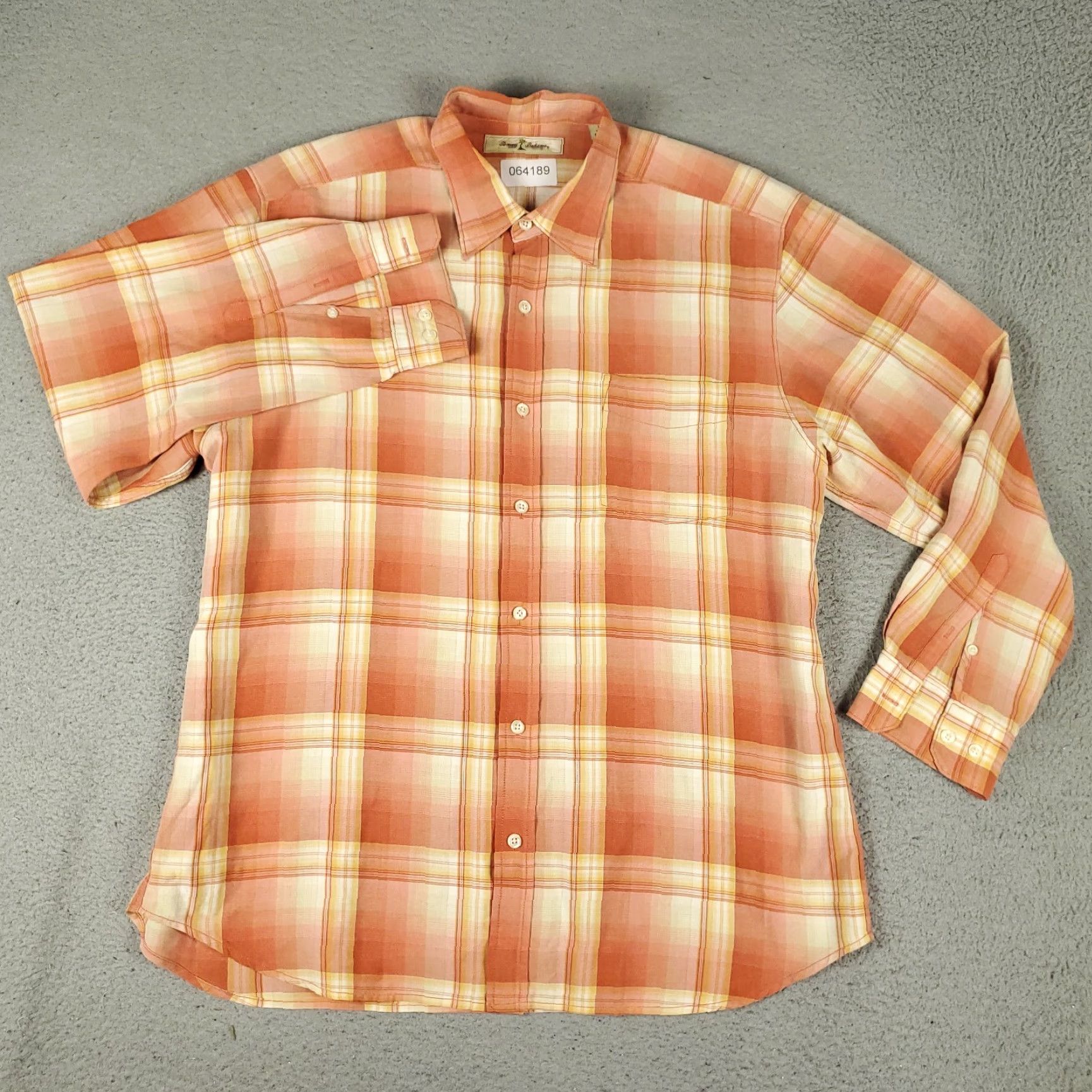 Tommy Bahama Tommy Bahama Shirt Adult Large Orange Plaid Lyocell Button-Up Long Sleeve Mens Size US L / EU 52-54 / 3 - 2 Thumbnail