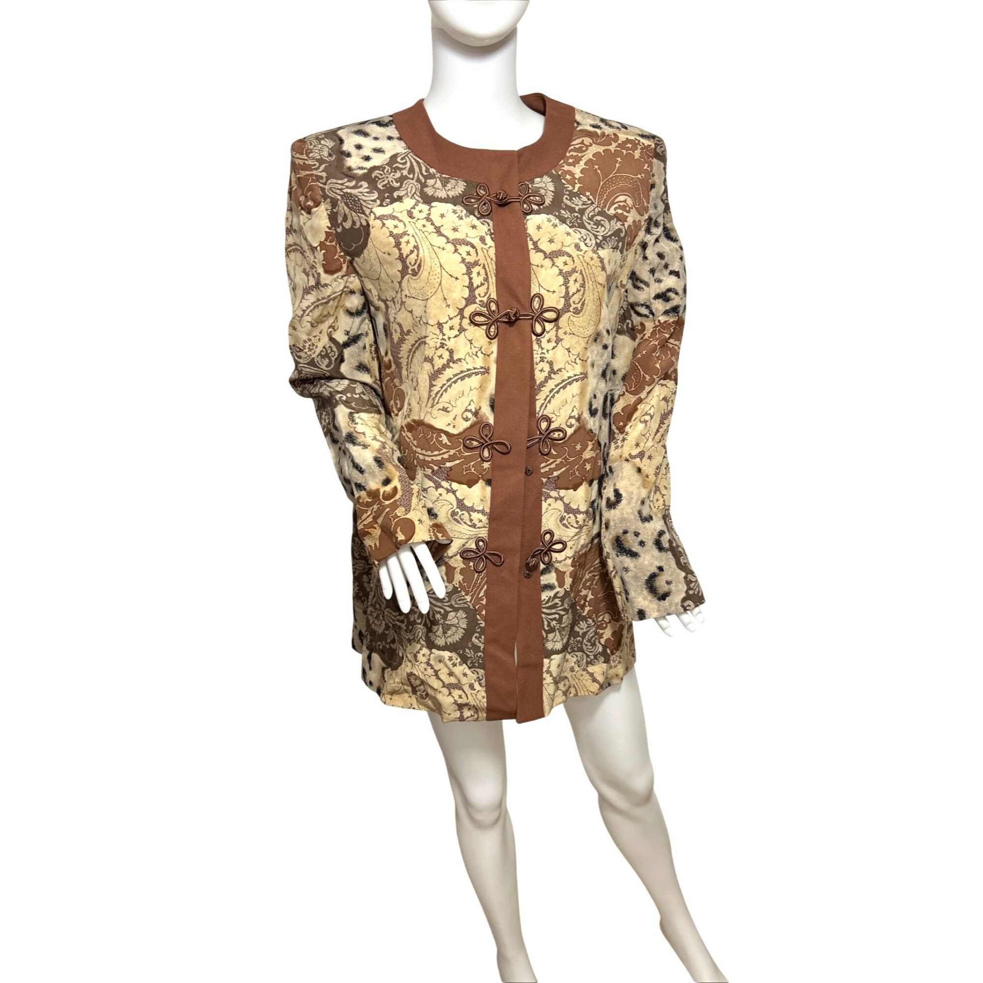 Other Saks Jandel Vtg Blazer 14 Silk Asian Style Animal Print Neut Size L / US 10 / IT 46 - 11 Thumbnail