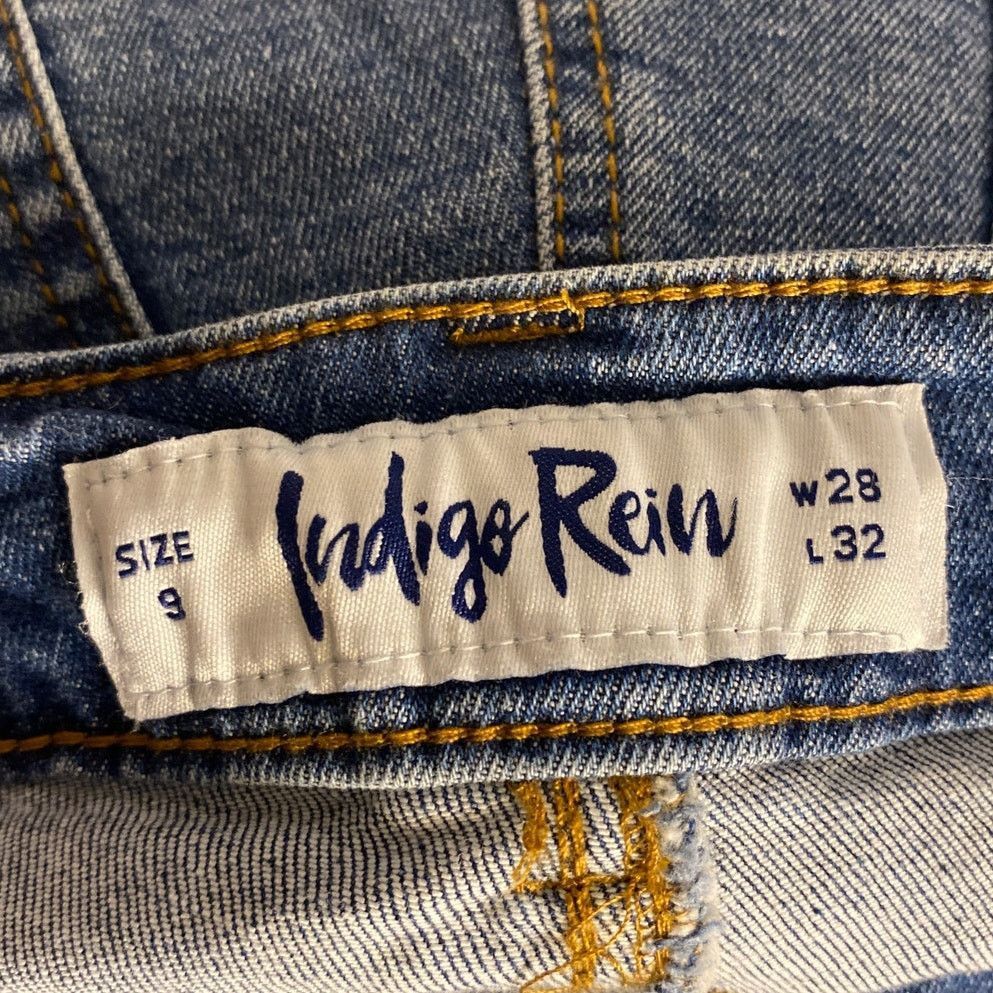 Indigo Y2K Grunge Distressed Wide Leg Blue Denim Jeans Indigo 9 Size 29" - 3 Thumbnail
