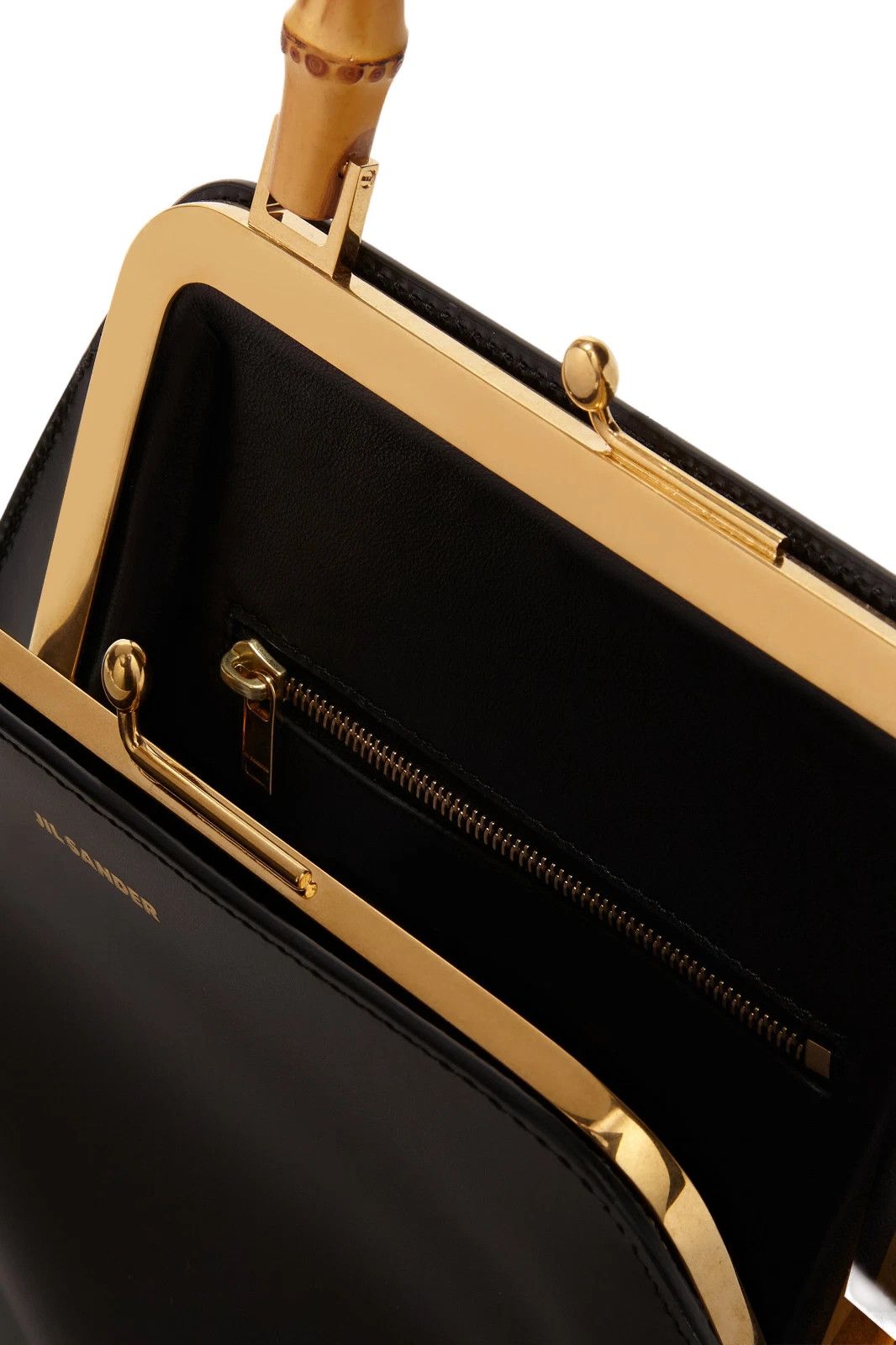 Jil Sander JIL SANDER Goji Bamboo Square Black Leather Handbag Size ONE SIZE - 3 Thumbnail