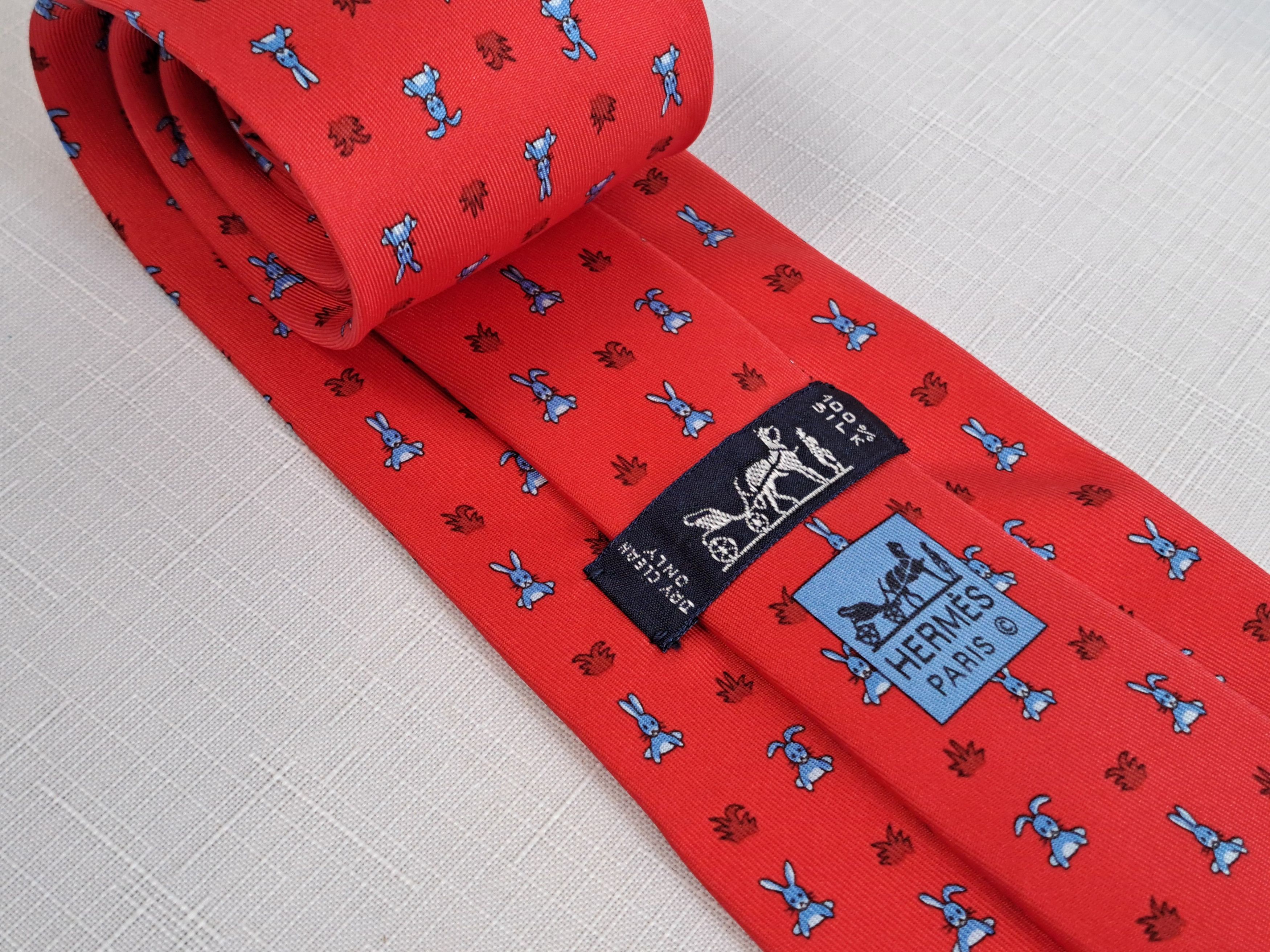 Hermes HERMÈS Paris silk tie funny rabbits pattern 5243 SA. Size ONE SIZE - 1 Thumbnail
