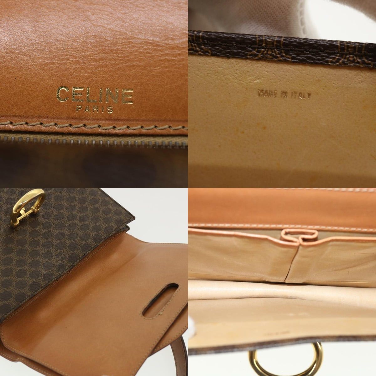 Celine CELINE Macadam Canvas Hand Bag Pvc Leather Brown Size ONE SIZE - 11 Thumbnail
