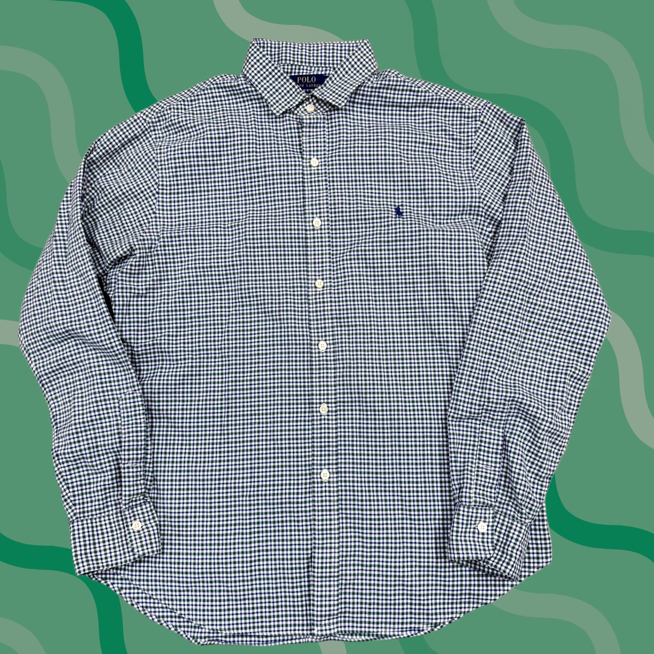 Polo Ralph Lauren Polo Ralph Lauren Shirt Mens XL Blue Green Slim Fit Gingham Check Long Sleeve Button-Up Size US XL / EU 56 / 4 - 1 Thumbnail