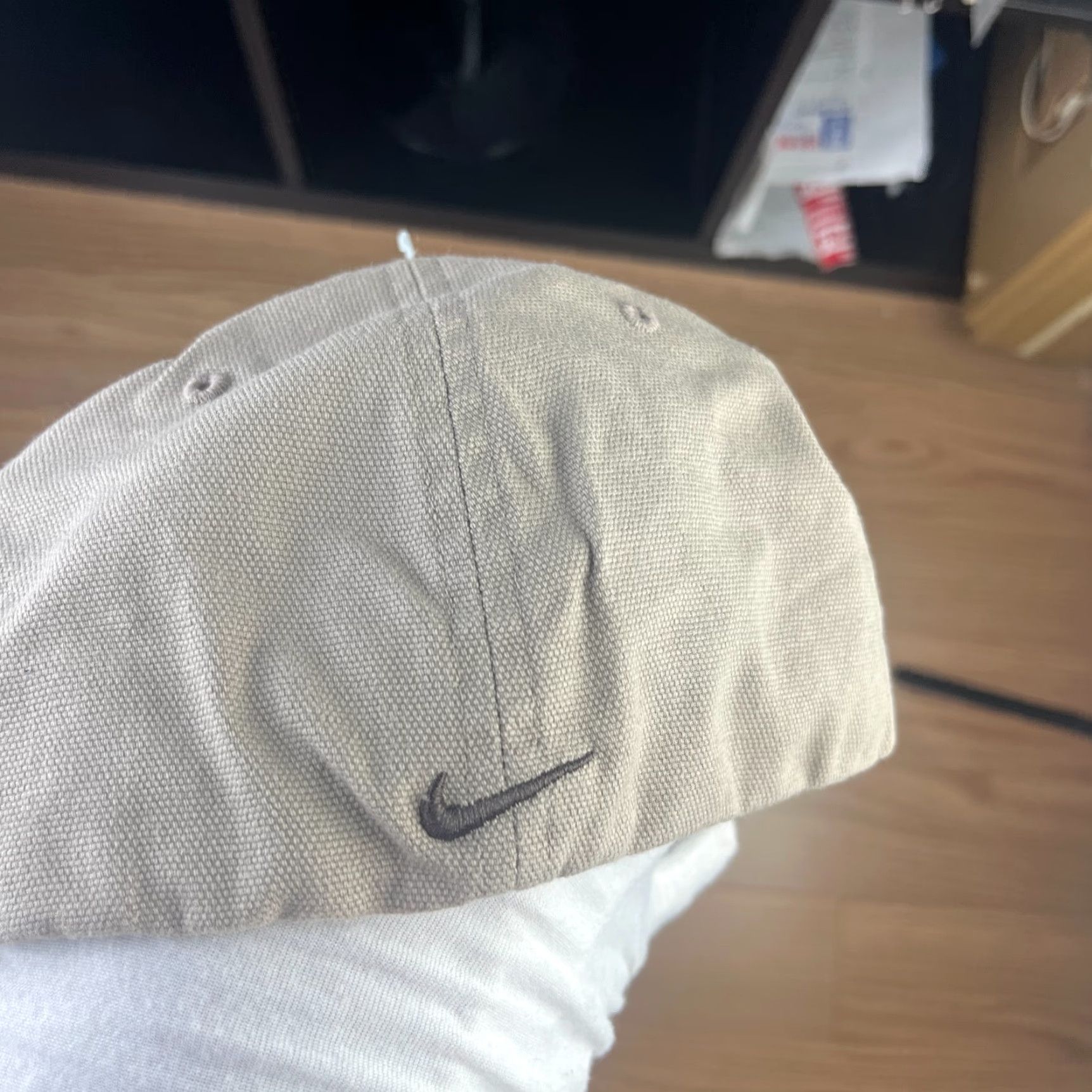Nike VINTAGE Nike Y2K Fitted Hat Large XL AdjustaBle Baseball Cap Mens Skull 90s Brown Fur Cotton Acrylic Canvas Size ONE SIZE - 4 Thumbnail
