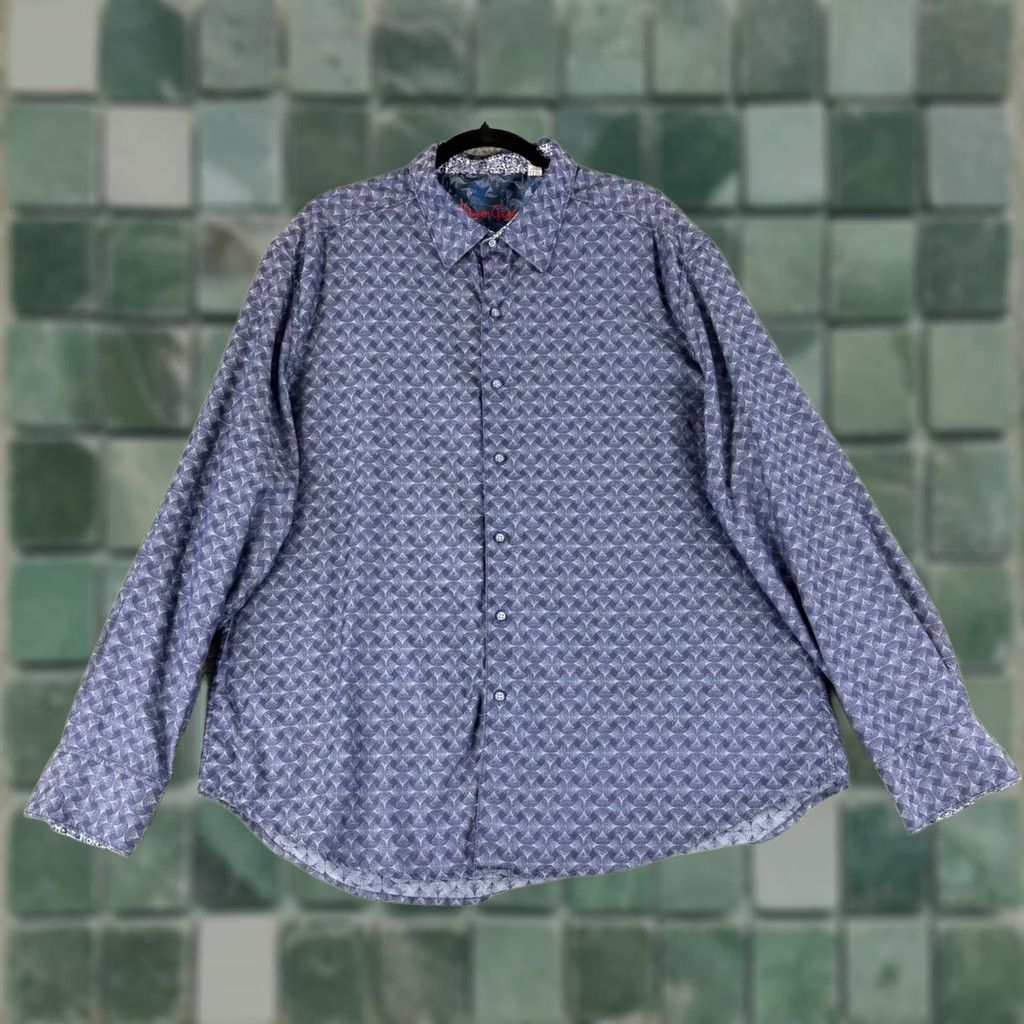 Robert Graham Robert Graham Button-Down Shirt Mens 3XL Blue Geometric Classic Fit Long Sleeve Color: Blue Pattern: Geometric Size US XXL / EU 58 / 5 - 1 Thumbnail