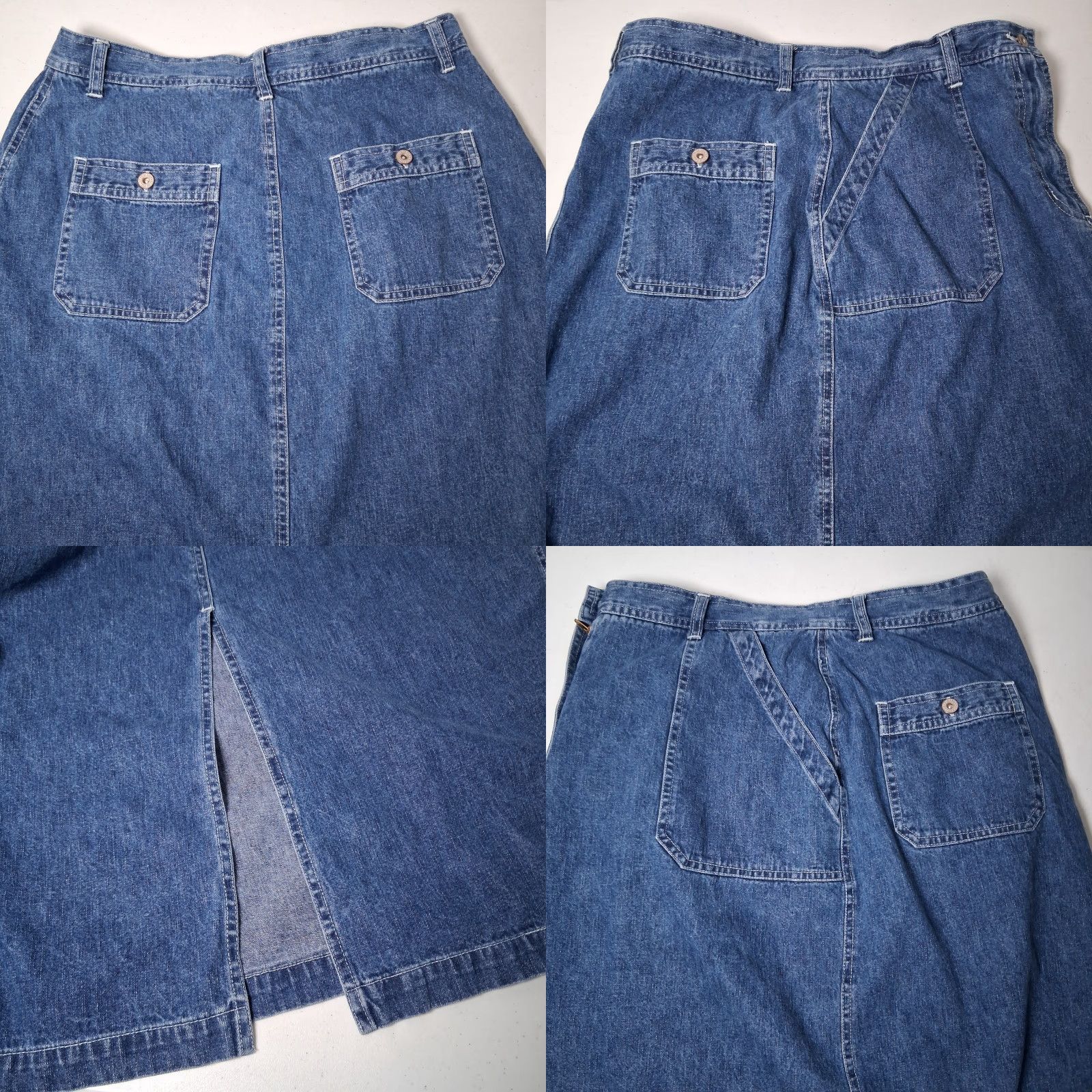 Faded Glory VINTAGE Faded Glory Skirt Jean Denim Midi 90s 1990s Y2K Blue Cotton Button Pockets Womens Size 12 Size 34" / US 12 / IT 48 - 8 Thumbnail