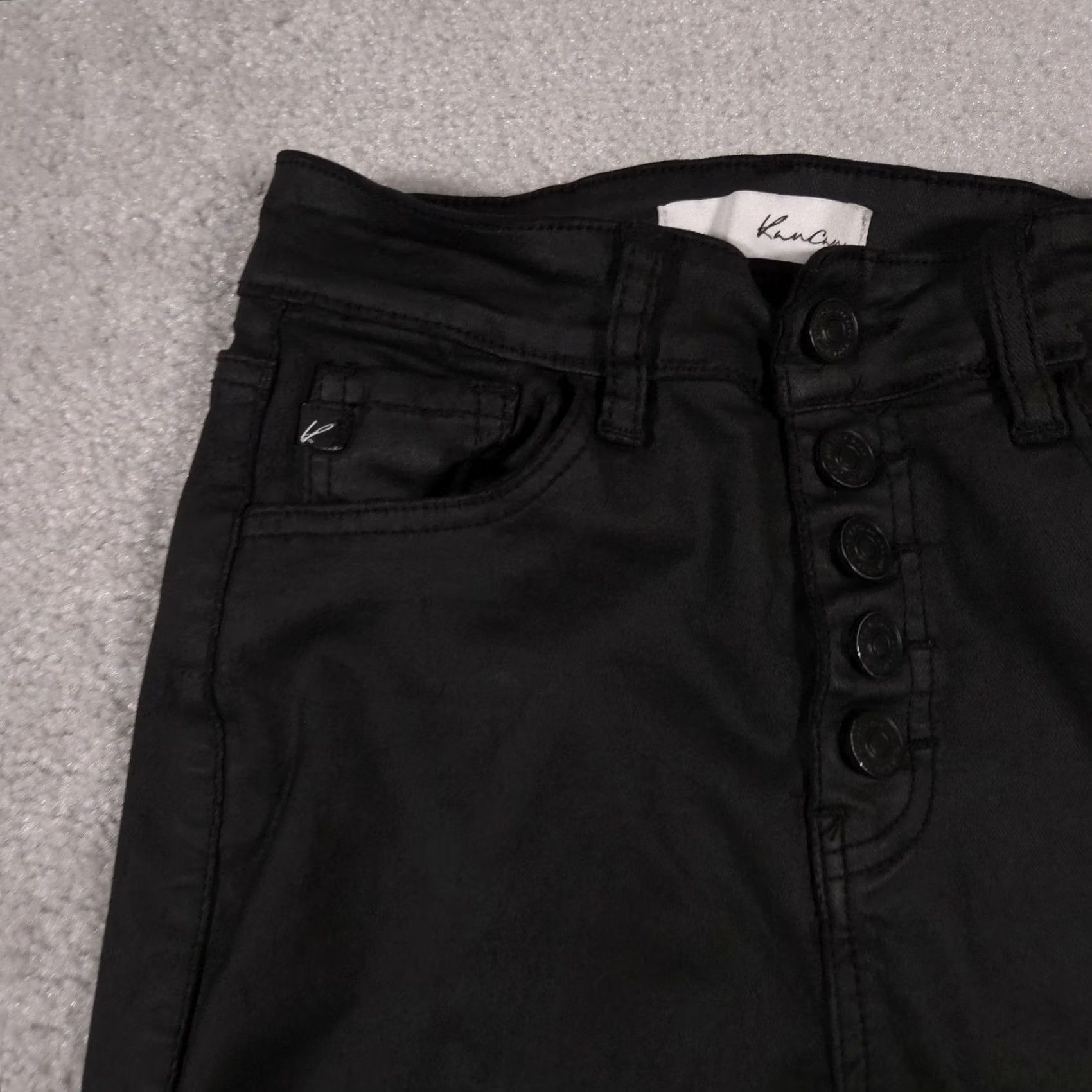 Vintage KanCan Jeans Womens 7 27 Crop Skinny Button Fly Stretch Pants Jeggings Black Size 27" / US 4 / IT 40 - 4 Thumbnail