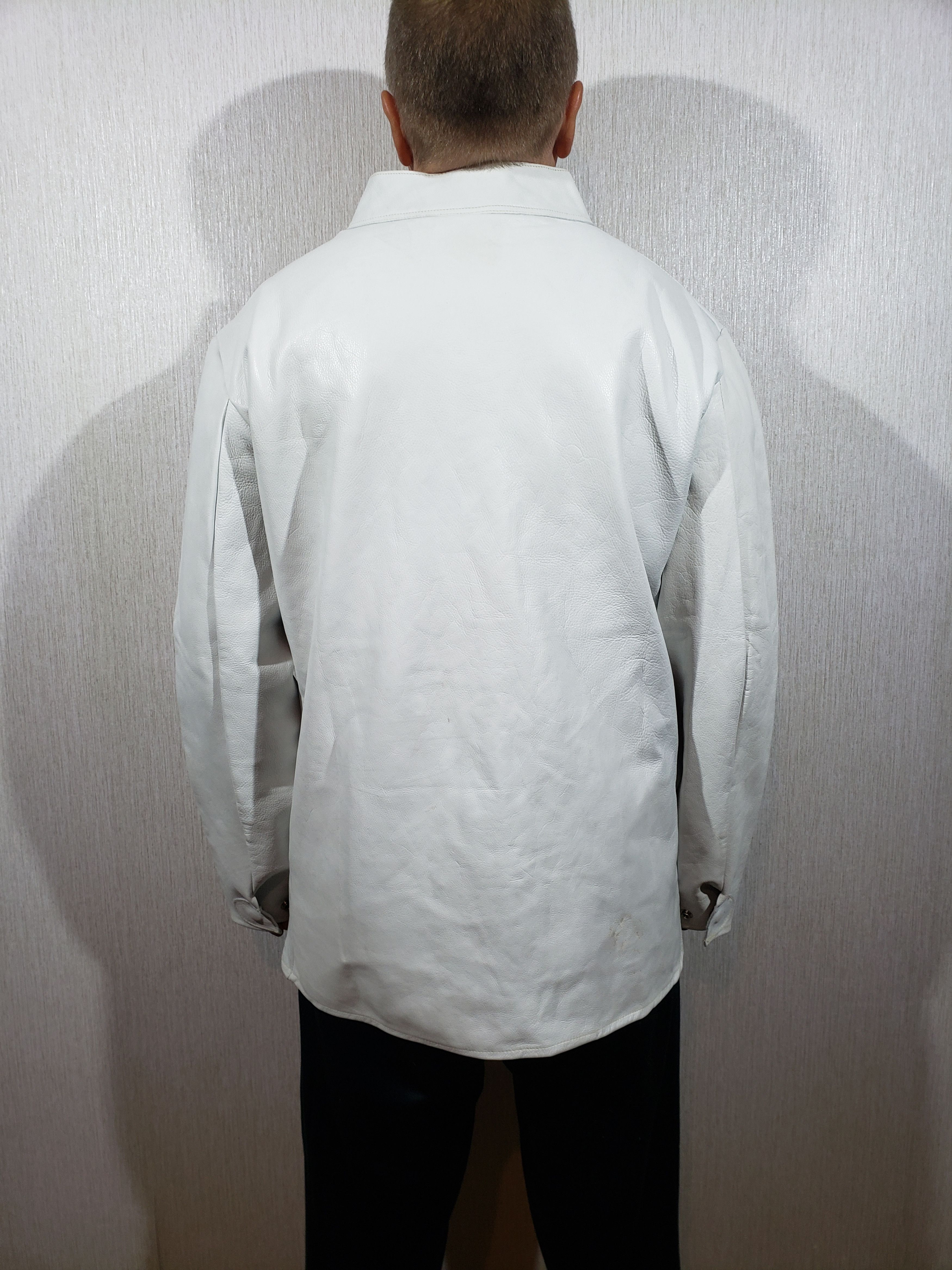 Other White leather men's shirt. Size US L / EU 52-54 / 3 - 4 Thumbnail