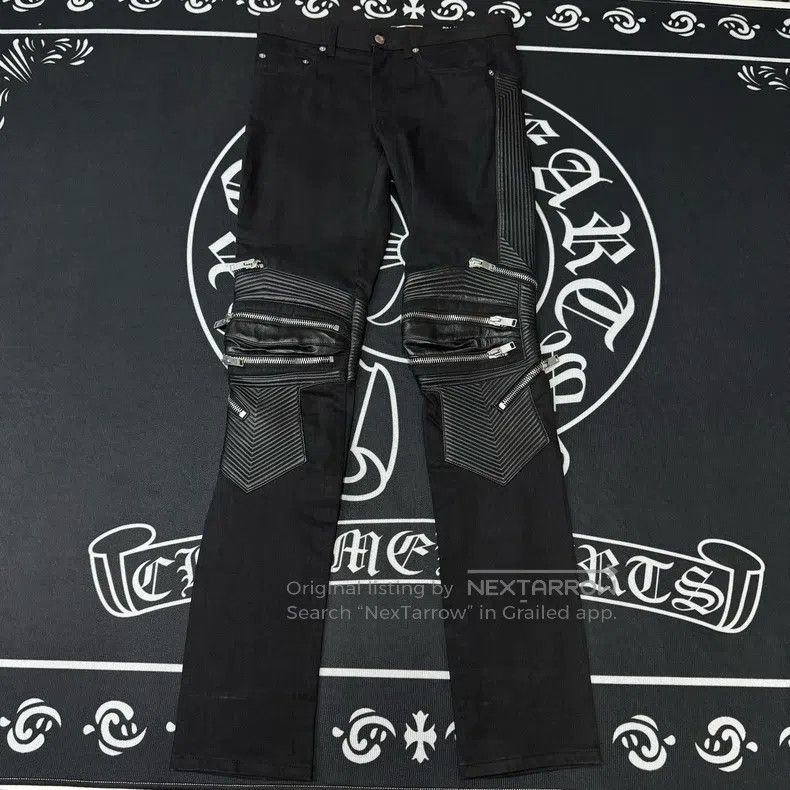 Saint Laurent Paris Saint Laurent Paris Patchwork Leather Biker Pants with Zip Size US 29 - 1 Thumbnail