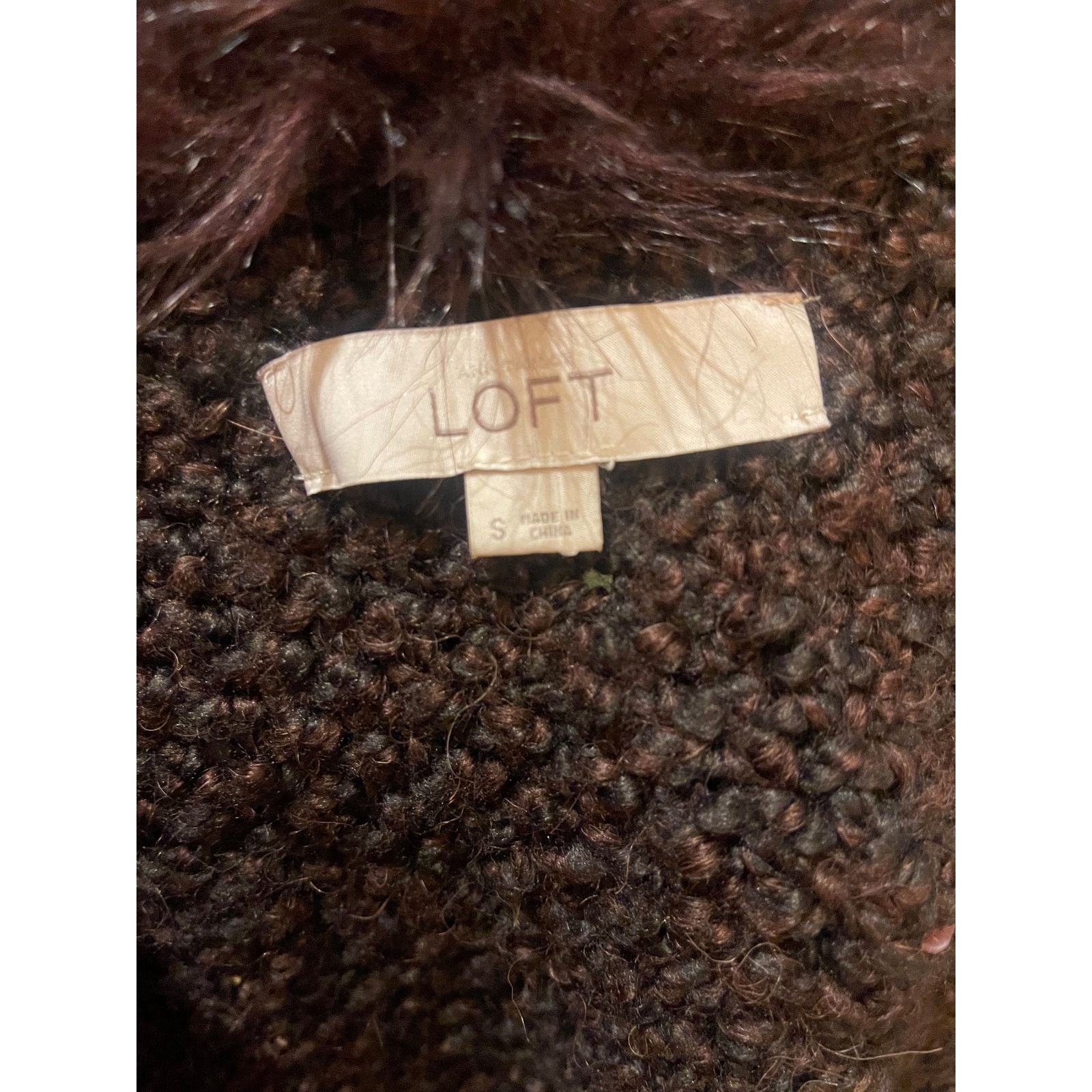 Loft LOFT Brown Bouclé Knit Sweater Vest w/ Faux Fur Trim Collar Size S / US 4 / IT 40 - 4 Thumbnail
