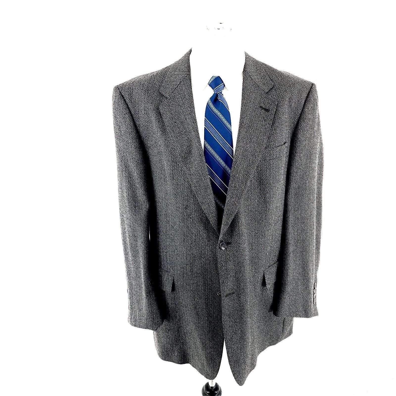 Hart Schaffner Marx Hart Schaffner Marx Tweed Wool 2 Button Sport Coat 44R Gray Size 44R - 3 Thumbnail
