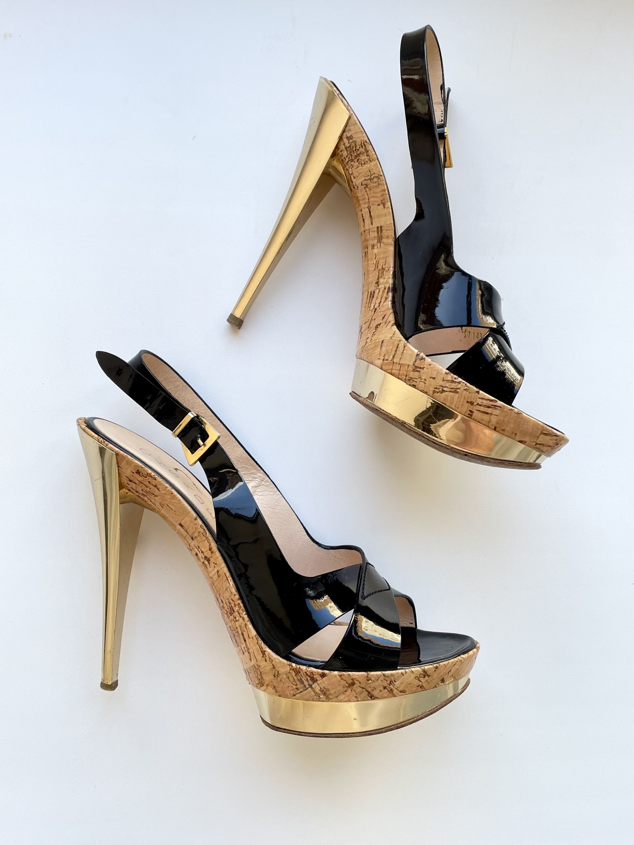 Casadei EUC Casadei 40 Women Platform Sandals Metal Heel Size US 10 / IT 40 - 1 Thumbnail