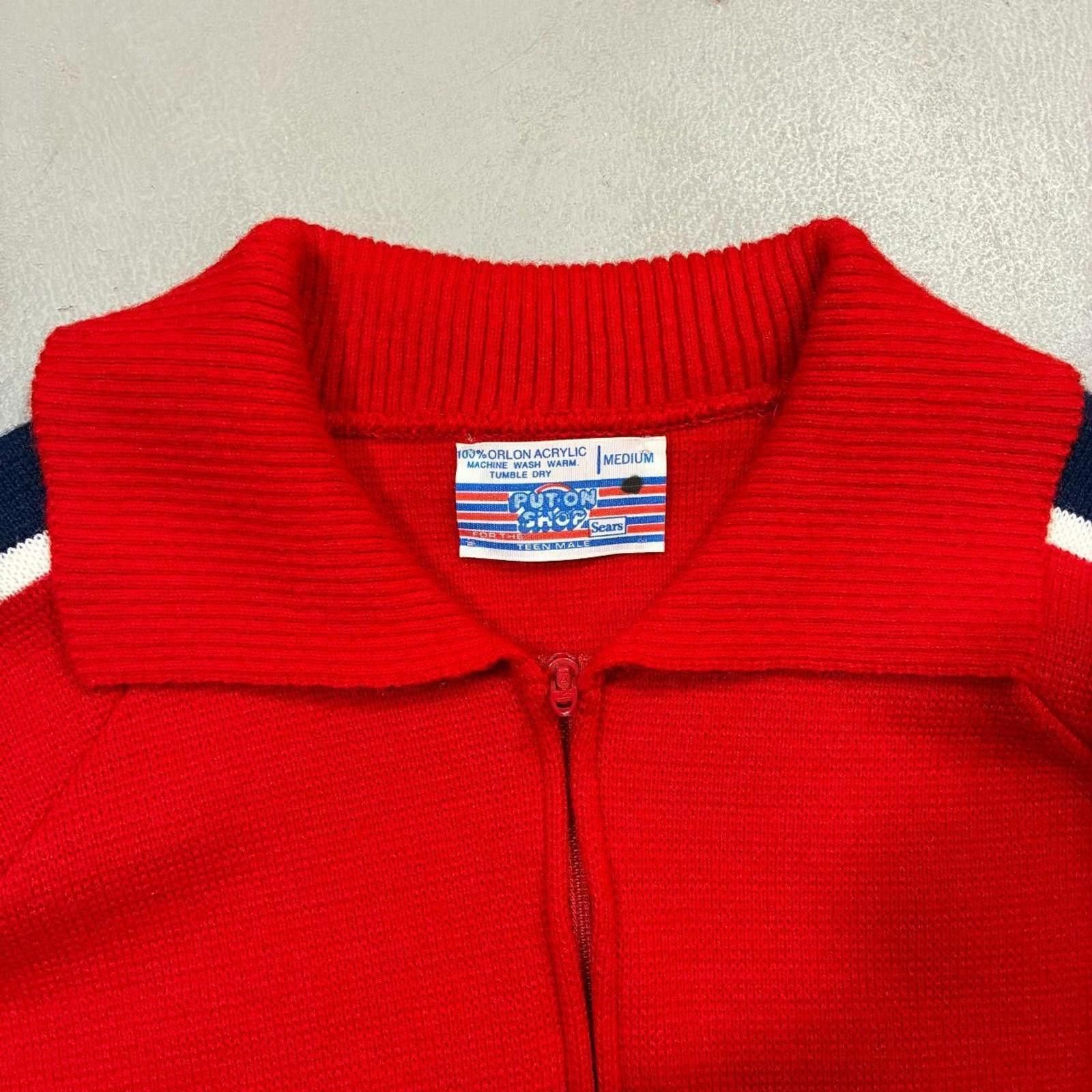 Sears 1980s Sears Orlon Acrylic Knit Track Jacket Zip-Up Size US M / EU 48-50 / 2 - 2 Thumbnail