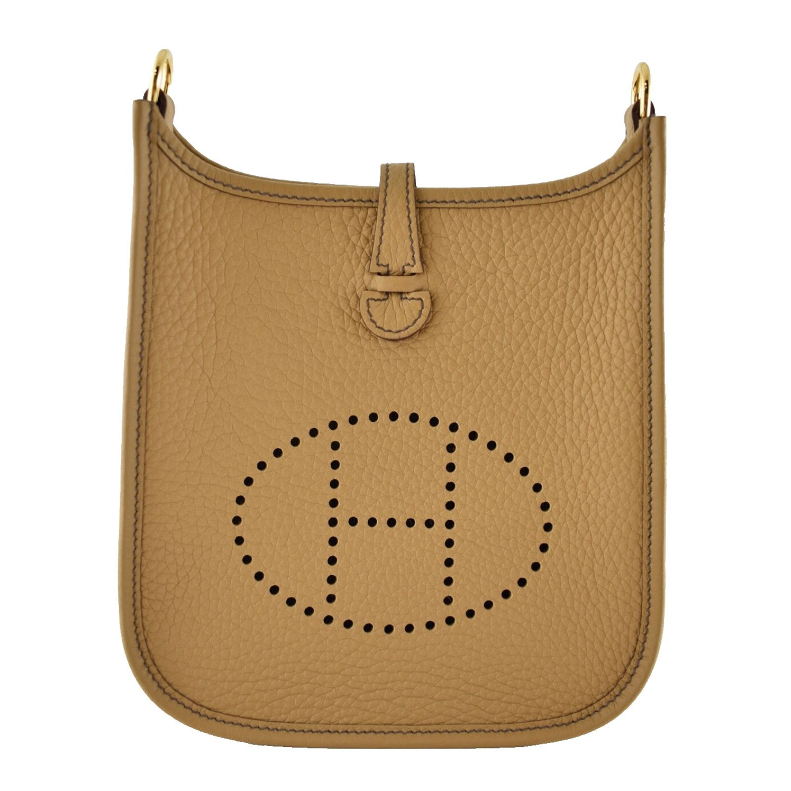 Hermes Hermes Mini Evelyne Camel Gold Leather Crossbody Bag Size ONE SIZE - 1 Thumbnail