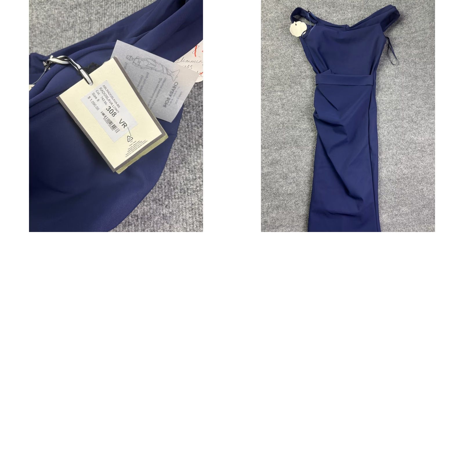 Vintage Chiara Boni La Petite Robe Gown Womens 8 Navy Blue Radoslava Off the Shoulder Long Maxi Cocktail Formal Size ONE SIZE - 8 Thumbnail