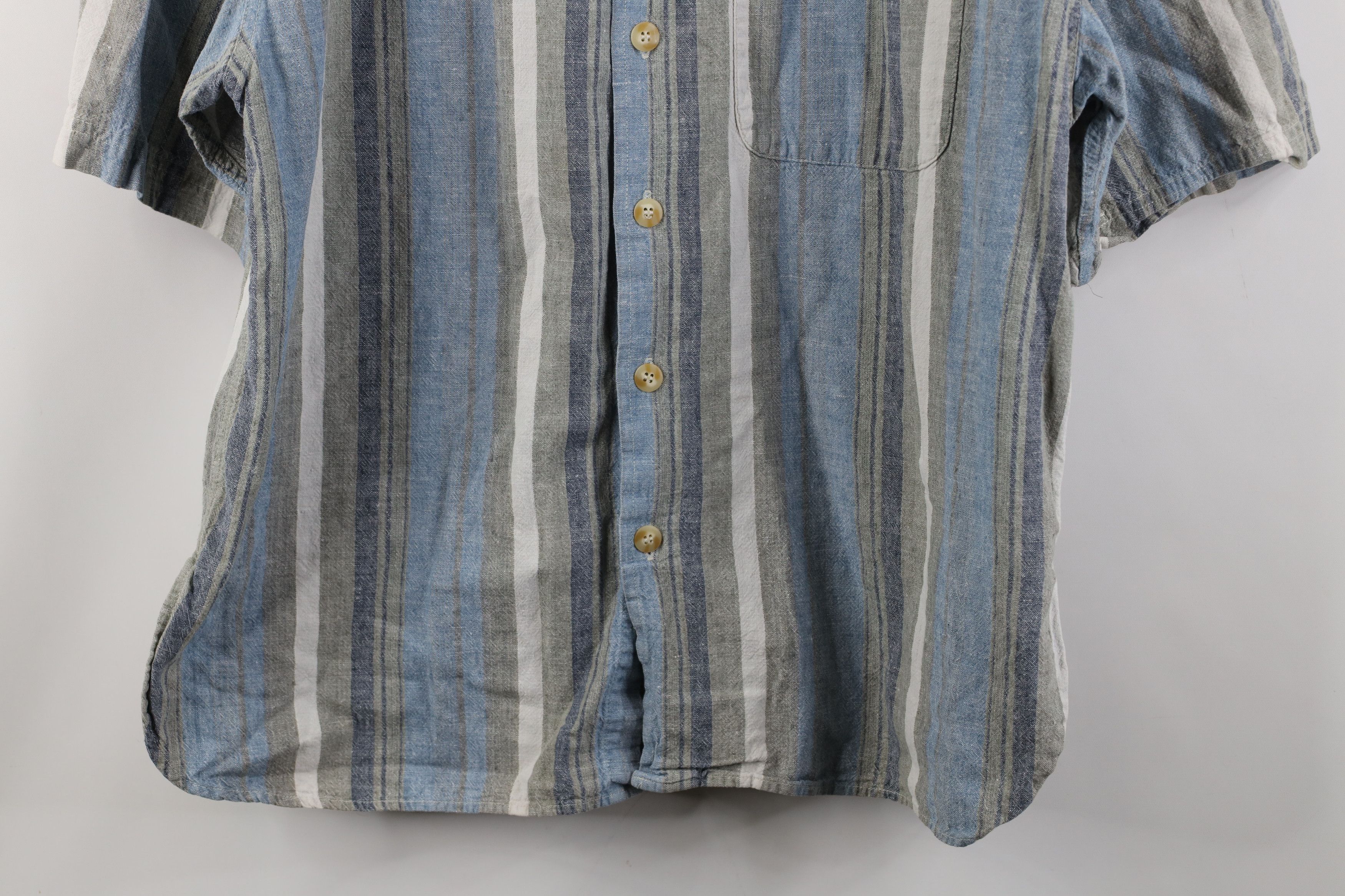 Vintage Vintage 90s Streetwear Linen Blend Band Collar Button Shirt Size US XL / EU 56 / 4 - 3 Thumbnail