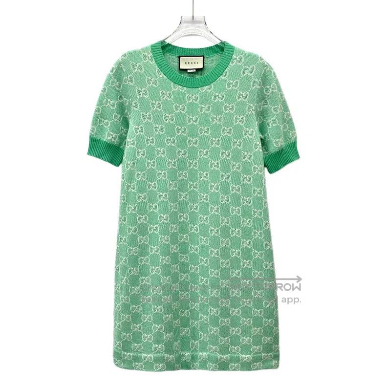 Gucci Gucci Green logo jacquard full-print cotton round-neck sho Size M / US 6-8 / IT 42-44 - 1 Thumbnail