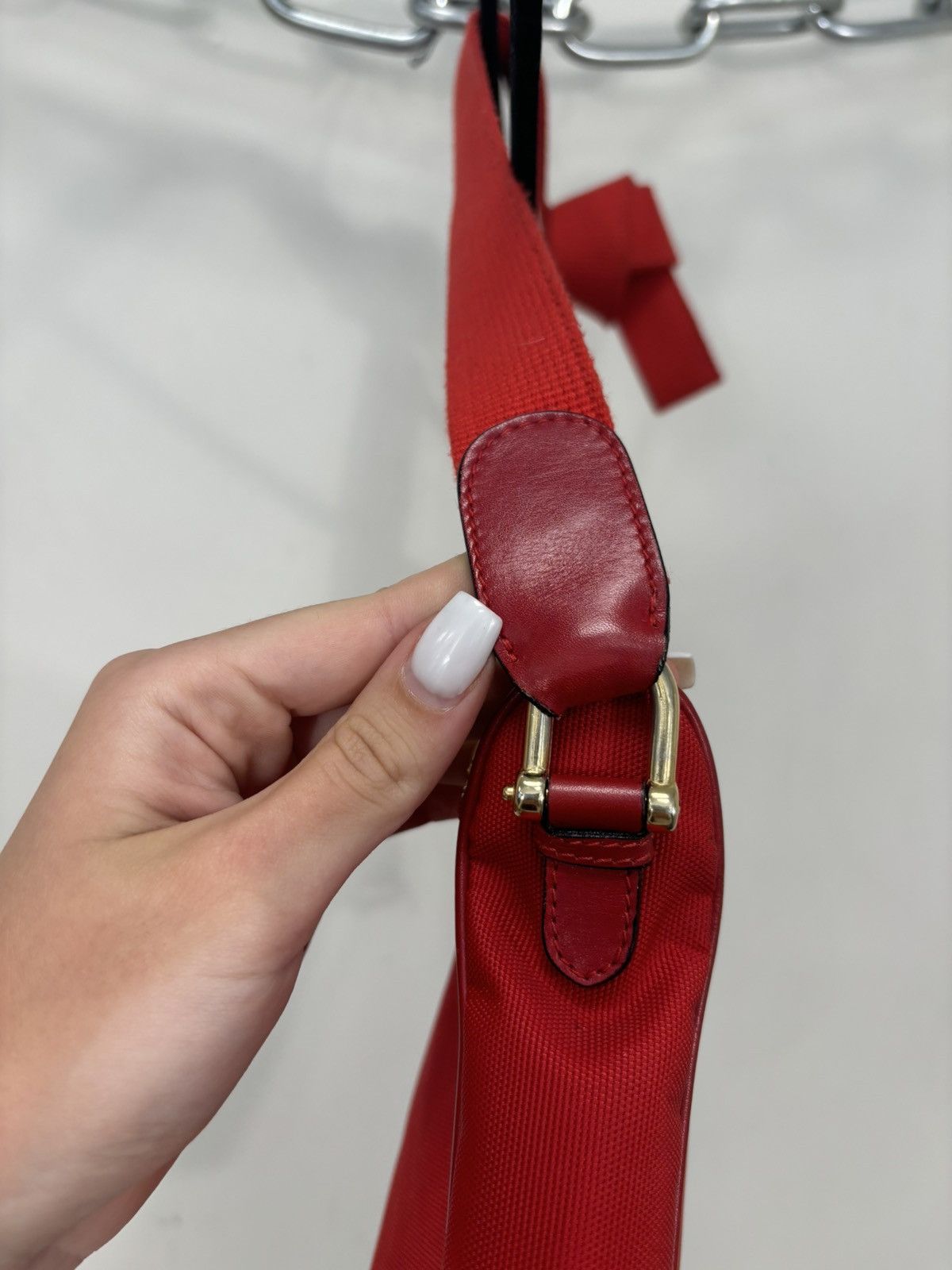 Celine Vintage Celine MO4 Red Fabric Minimalist Rare Shoulder Bag Size ONE SIZE - 9 Thumbnail