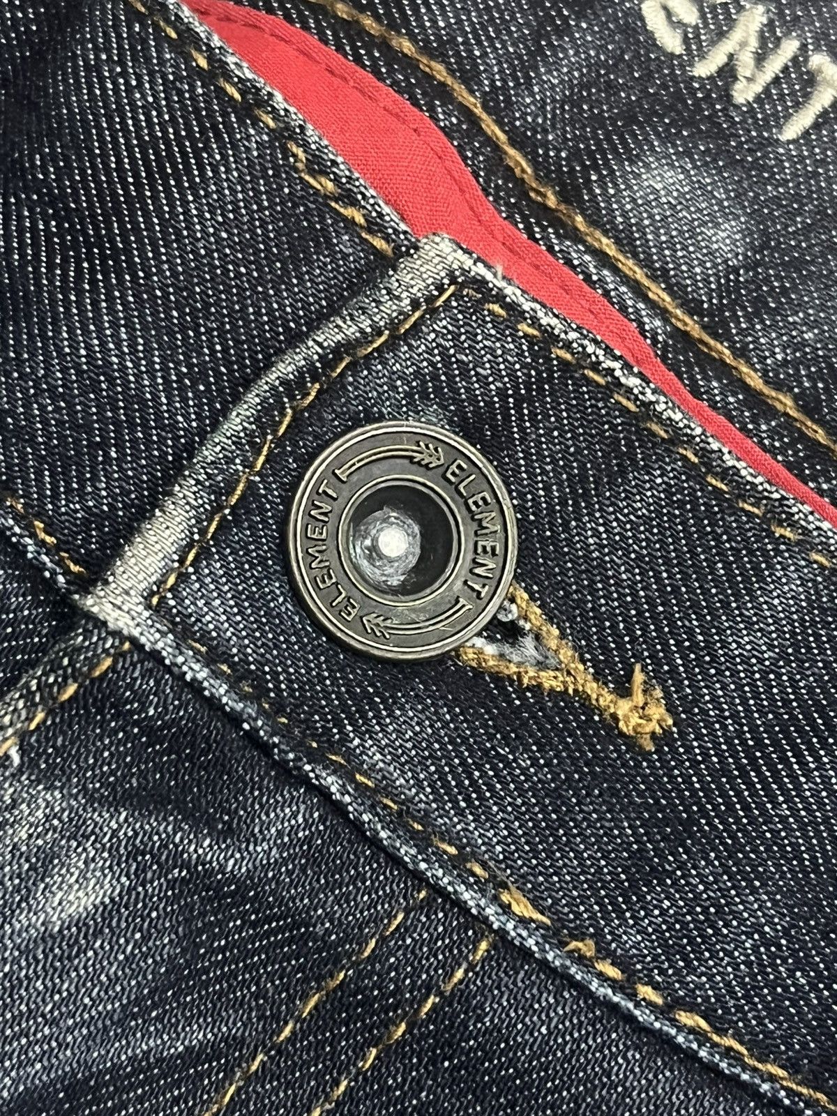 Element Vintage Element Dark Blue Washed Distress Straight Leg Jeans Size US 32 / EU 48 - 5 Thumbnail