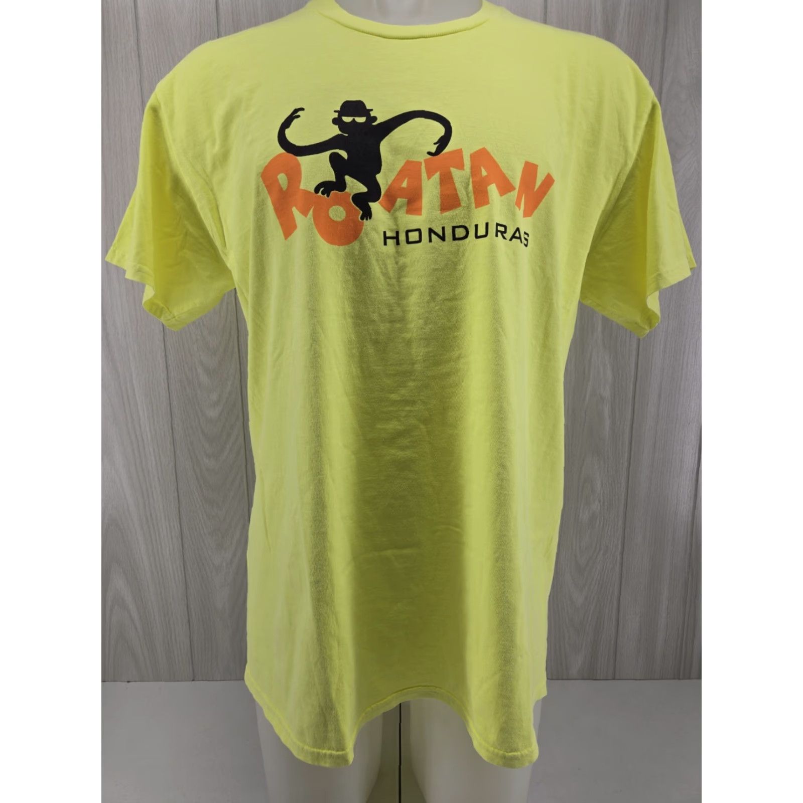 Port & Company VINTAGE Port & Company Roatan Honduras Shirt Mens Large Neon Yellow Short Sleeve Monkey Shirt Mens Large Neon Yellow Short Sleeve Monkey Size US L / EU 52-54 / 3 - 3 Thumbnail