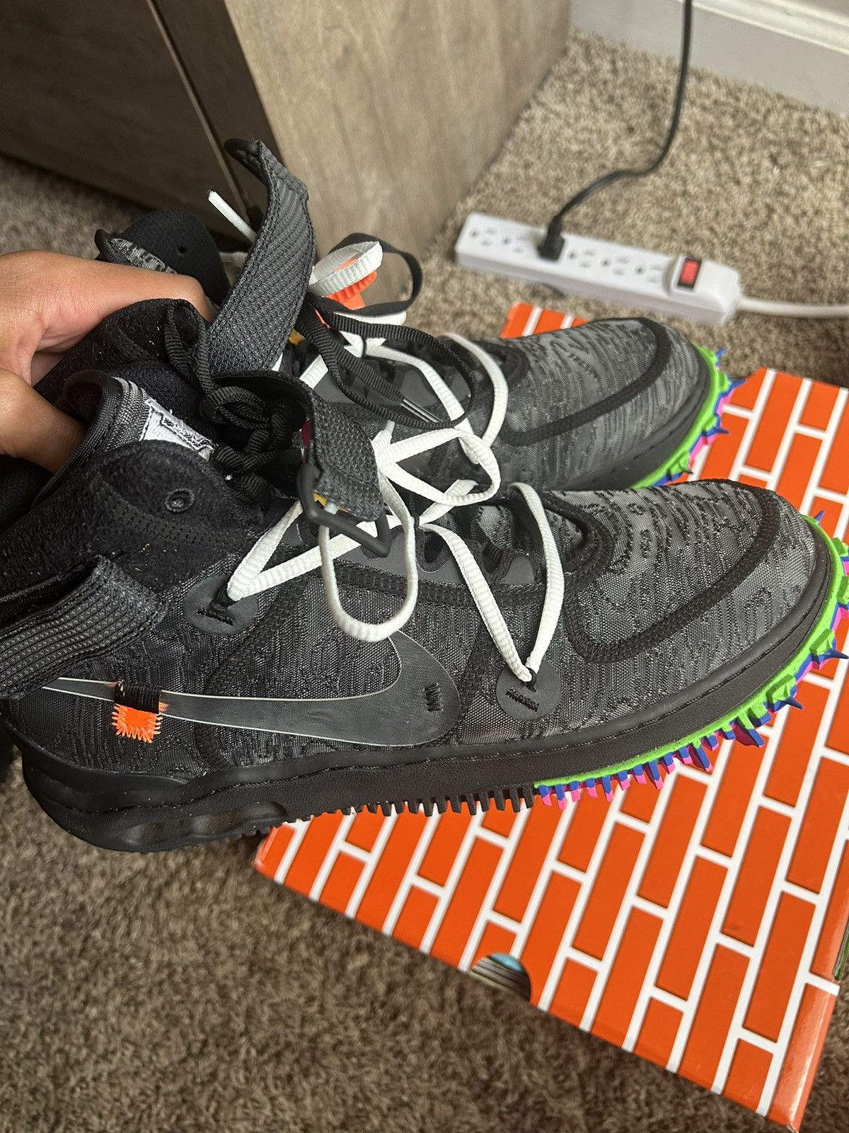 Nike × Off-White Off-White x Air Force 1 Mid ‘Black’ Size US 11.5 / EU 44-45 - 2 Thumbnail