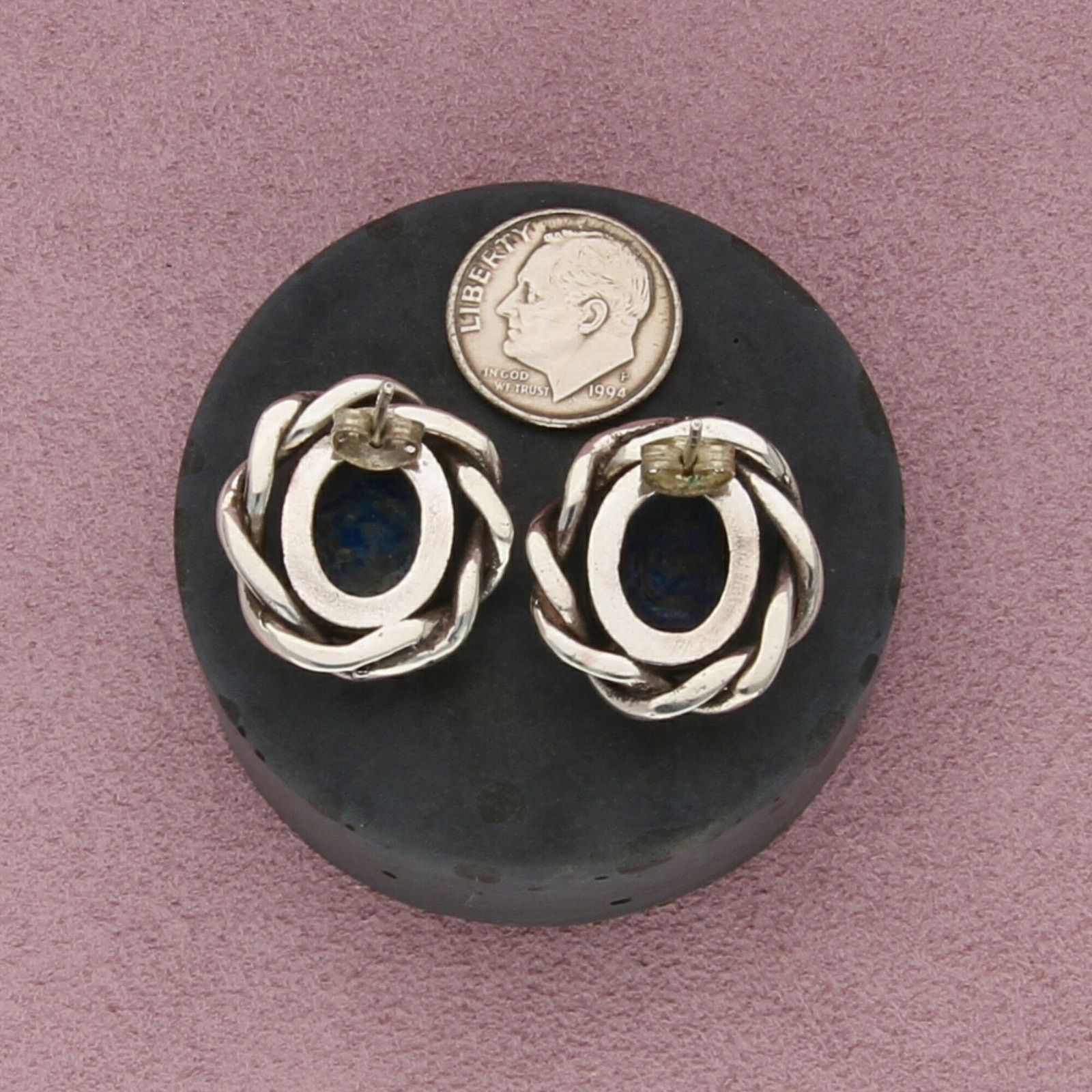 Sterling Silver sterling silver vintage denim lapis twisted post earrings Size ONE SIZE - 3 Thumbnail