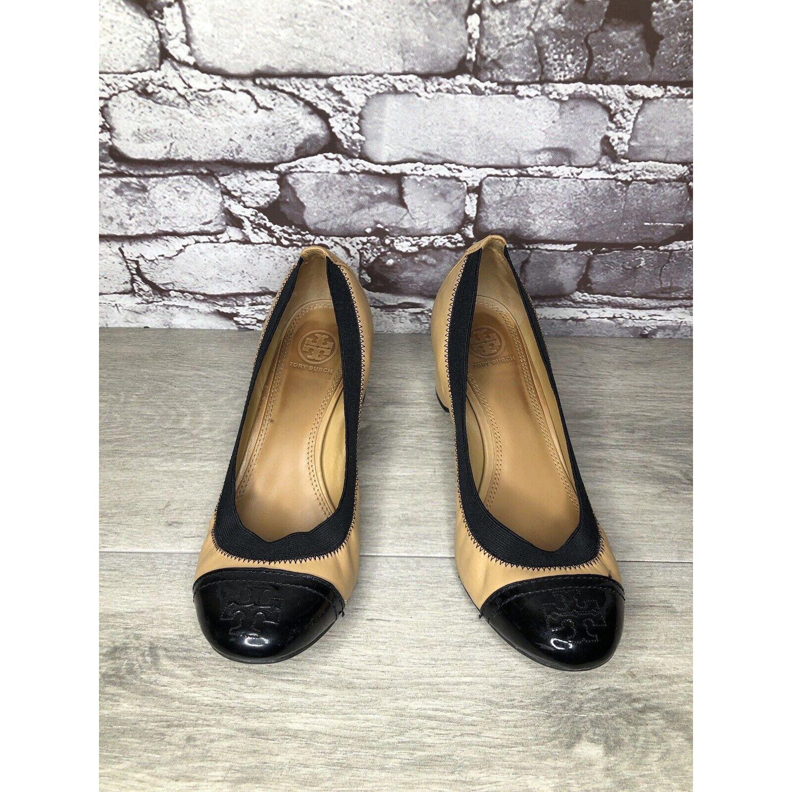 Tory Burch Tory Burch Tan Leather Black Patent Leather Block Heels Wome Size US 8.5 / IT 38.5 - 17 Thumbnail