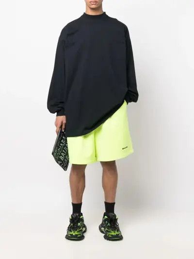 Balenciaga o1mt1gz0525 Tab Long Sleeve T-Shirt Oversized in Black Size US XL / EU 56 / 4 - 6 Thumbnail