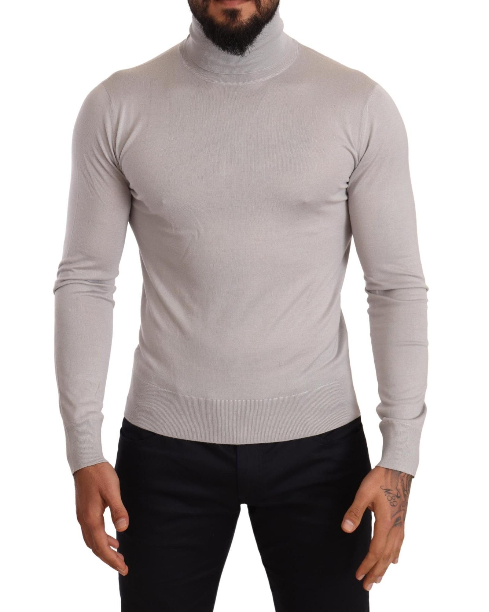 Image of Dolce Gabbana Cashmere Turtleneck Pullover Sweater in Grey, Men's (Size Small)