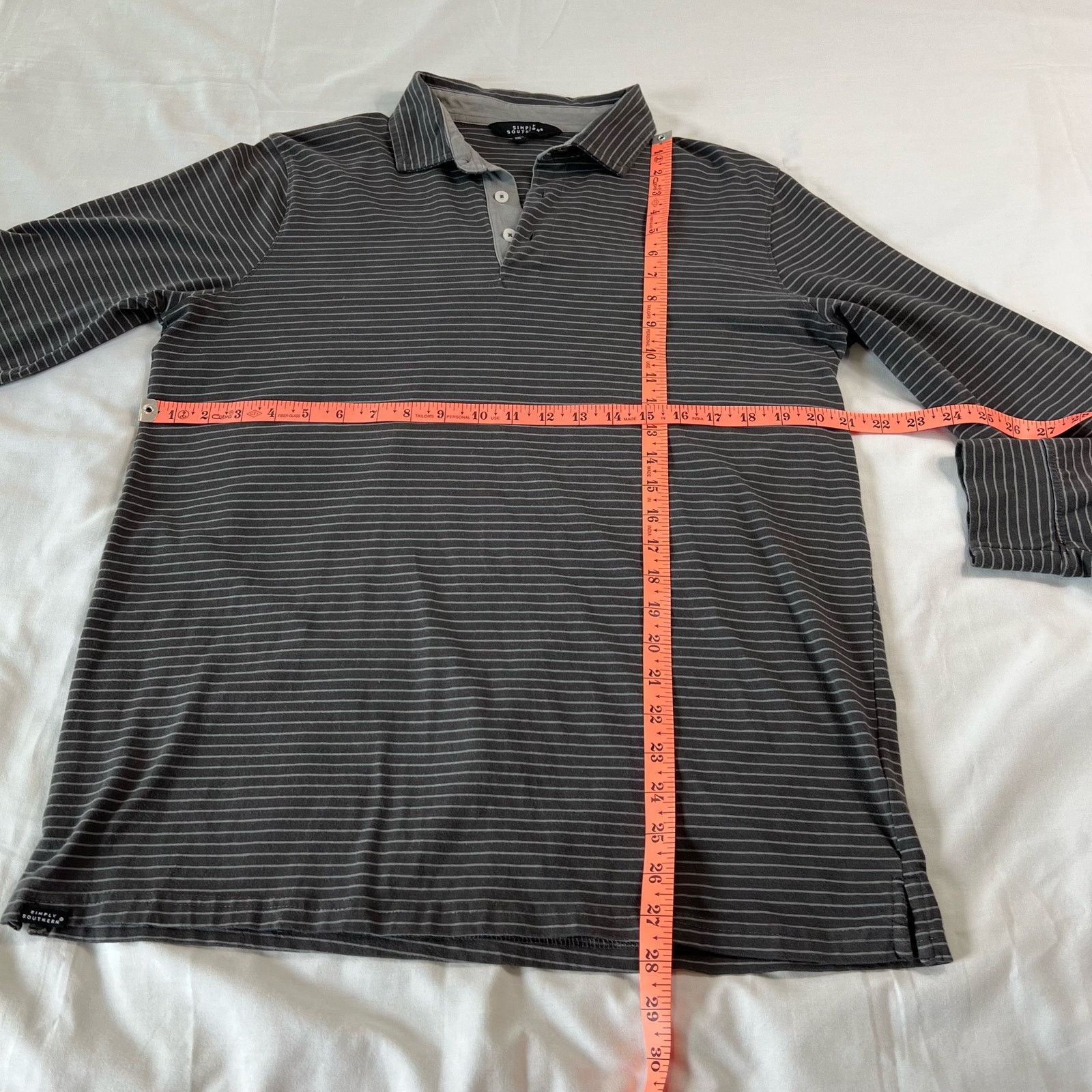 Other Simply Southern Men's Large Stripe Long-Sleeve Polo Shirt Size US L / EU 52-54 / 3 - 2 Thumbnail