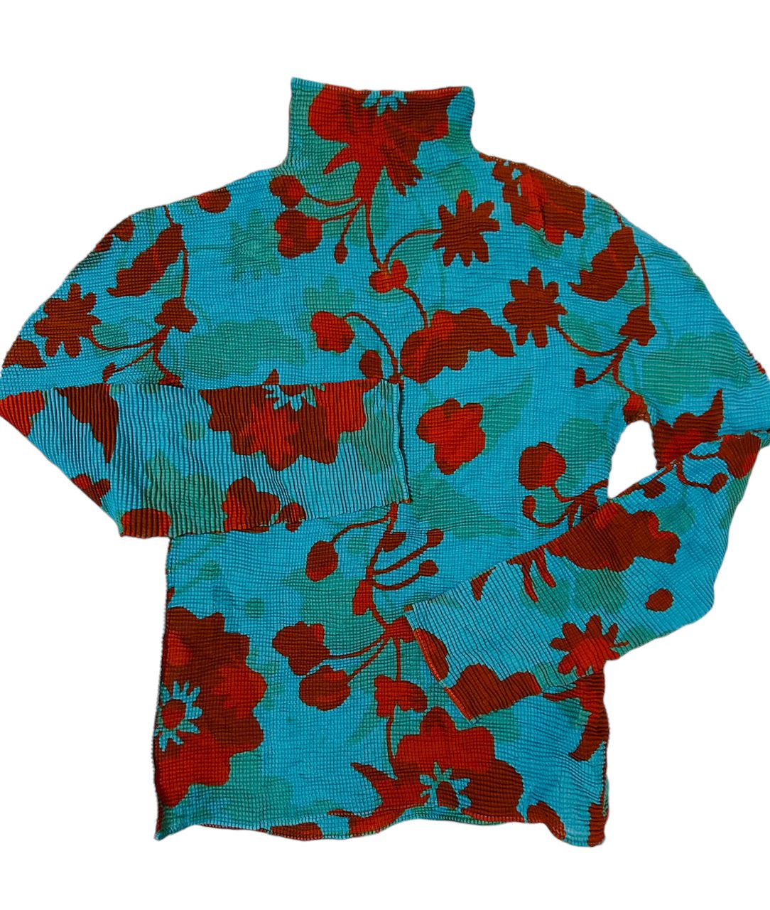 Issey Miyake ME by ISSEY MIYAKE Floral Pleated Top Blouse Shirt Designer Size XS / US 0-2 / IT 36-38 - 2 Thumbnail