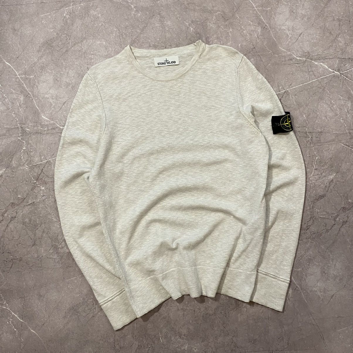 Vintage STONE ISLAND SWEATER WHITE WITH PATCH Size US S / EU 44-46 / 1 - 1 Thumbnail