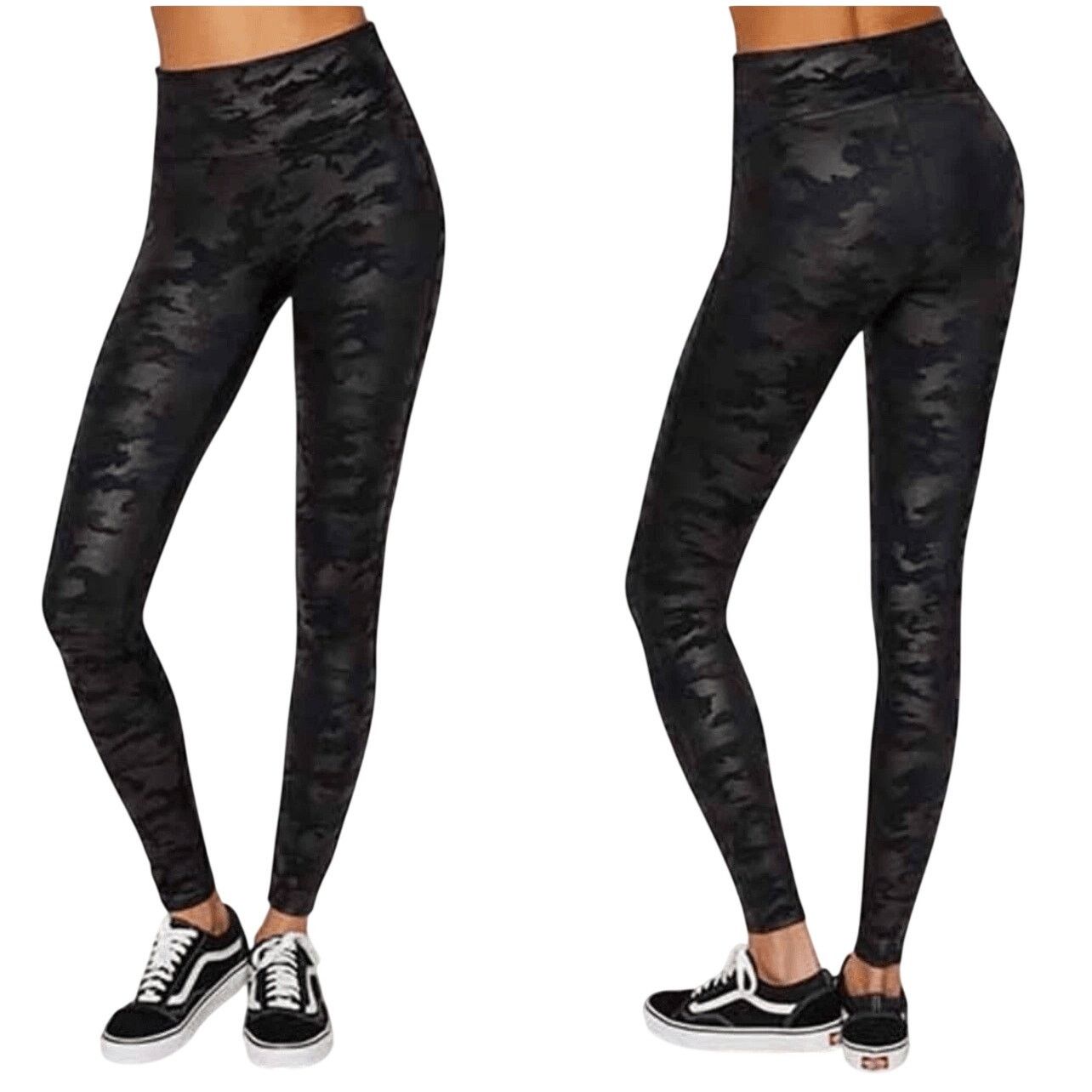 Spanx SPANXshape Faux Leather Camo Leggings Black Sz L Large NWOT Size 32" / US 10 / IT 46 - 1 Thumbnail