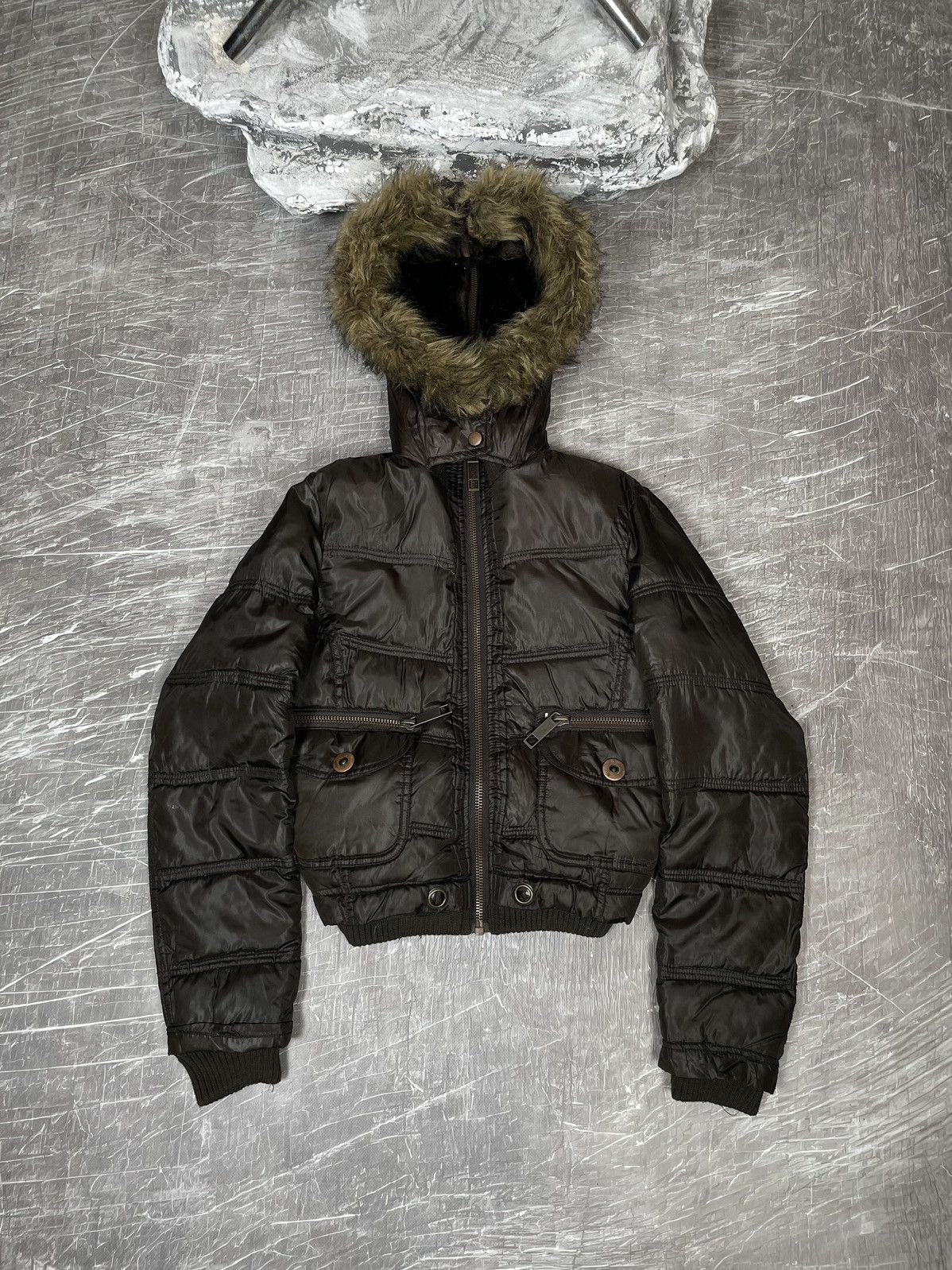 20471120 Y2K Fur Zip Hood Bomber Jacket Hysteric Glamour Japan Style Size US S / EU 44-46 / 1 - 3 Thumbnail