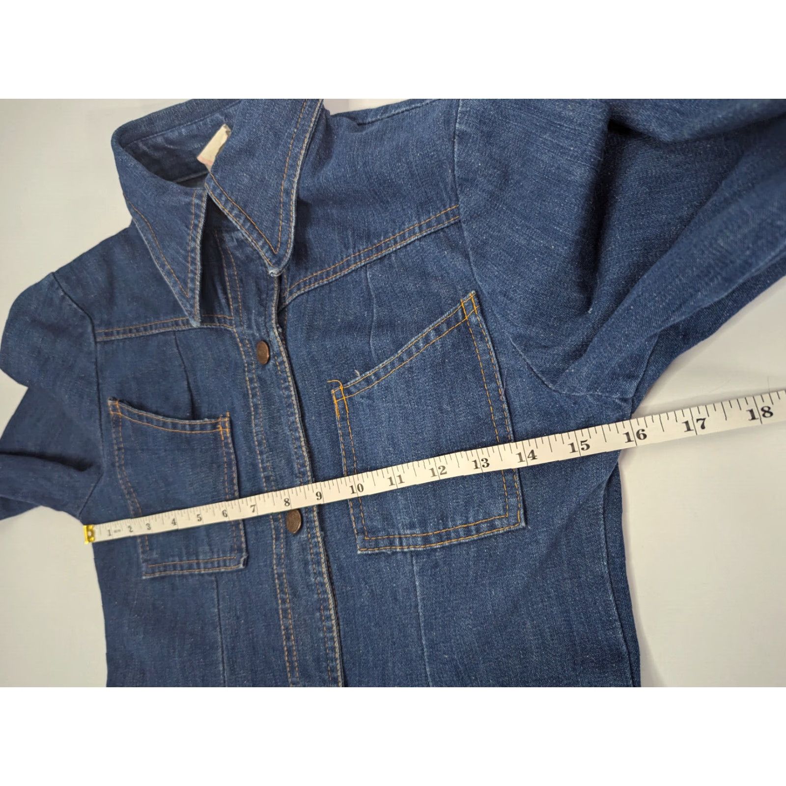 Denime Vintage Foxmoor Western Denim Shirt Dress 5/6 Blue Duster Collar 1970s Jeans Dagger Look Mens Womens Boys Girls Size 27" / US 4 / IT 40 - 7 Thumbnail