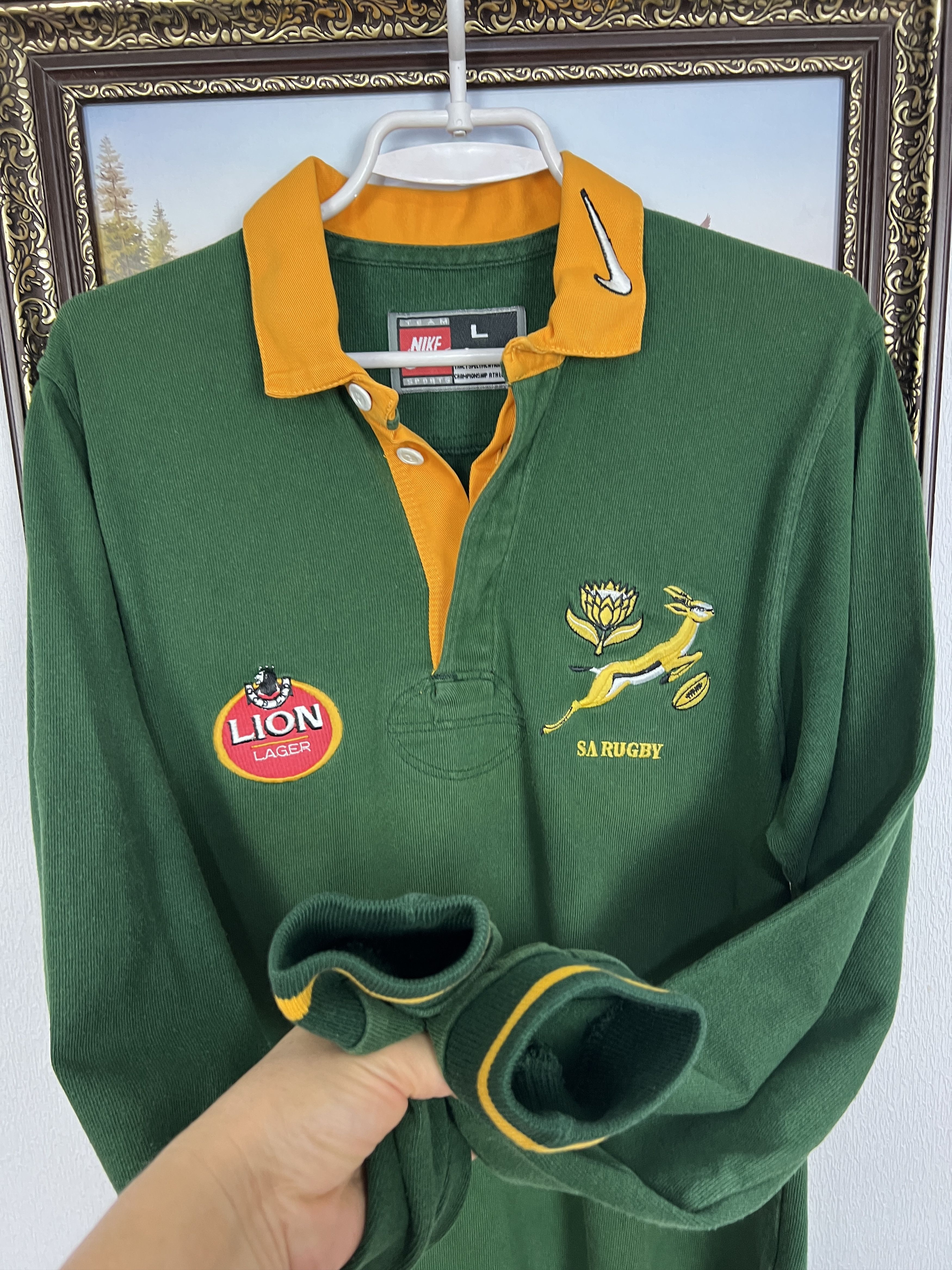 Nike South Africa Lion Rugby Union Long Sleeve Jersey Shirt Size US L / EU 52-54 / 3 - 5 Thumbnail