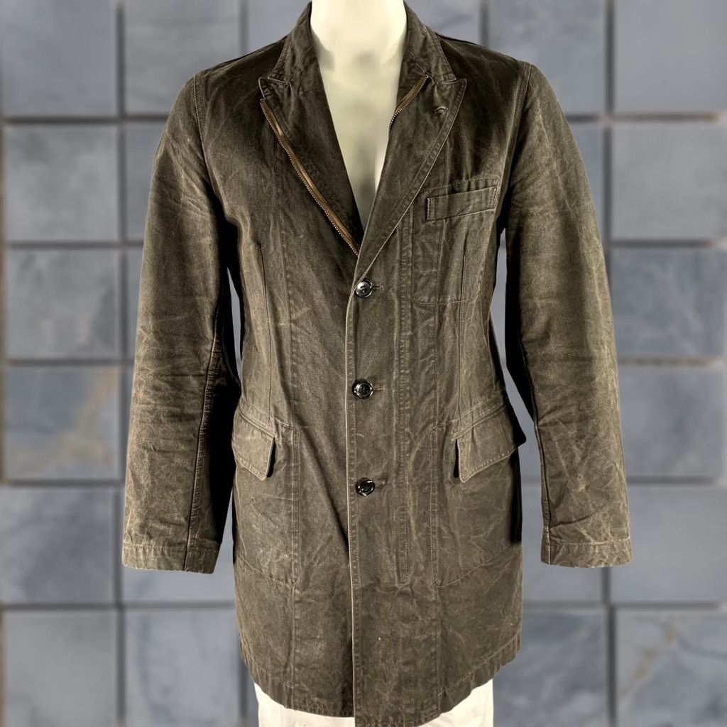 Comme des Garcons Girl COMME des GARCONS HOMME Size L Brown Distressed Cotton Peak Lapel Jacket Size US L / EU 52-54 / 3 - 1 Thumbnail