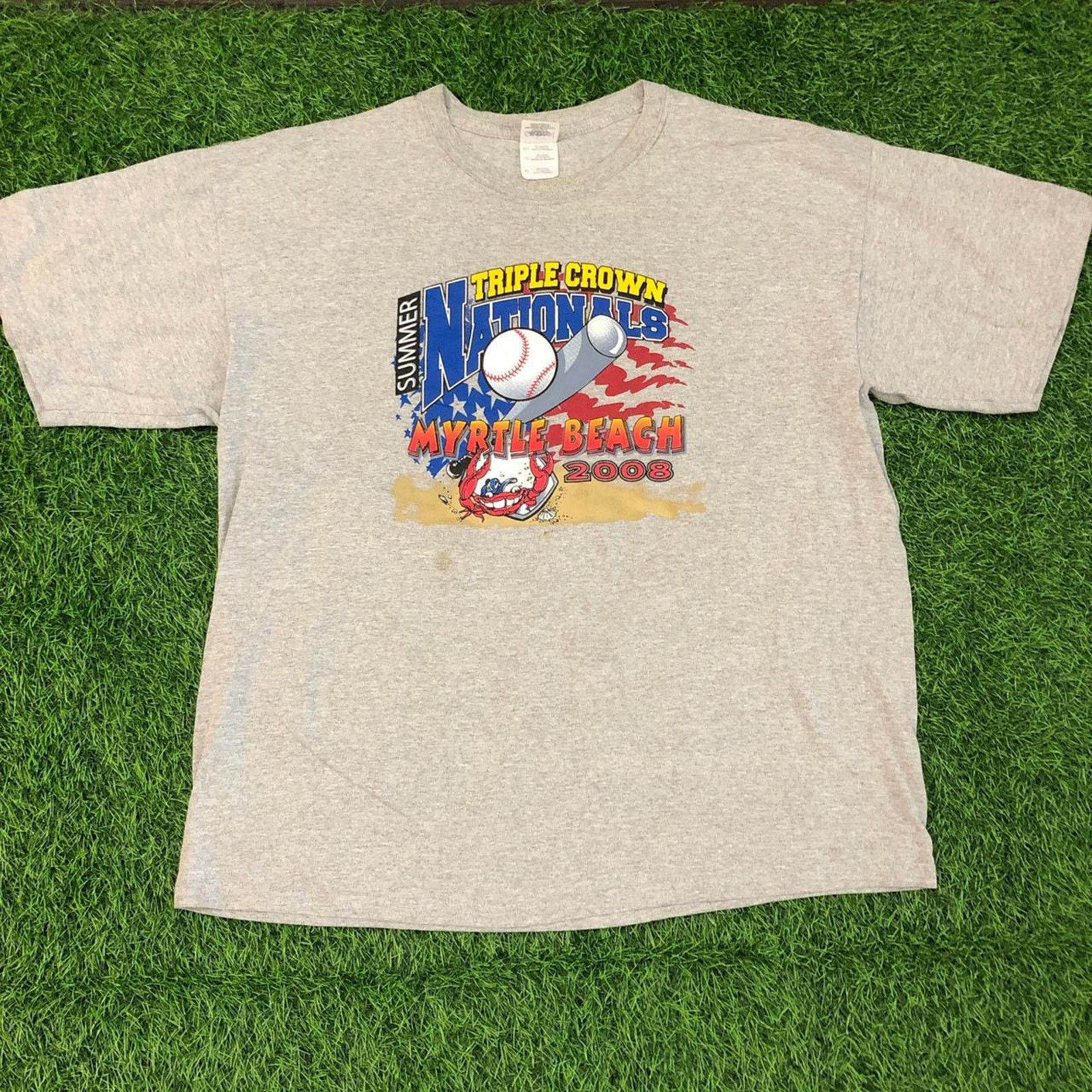 Gildan Vintage 2008 Myrtle Beach Triple Crown Baseball Graphic Tee Size US XL / EU 56 / 4 - 1 Thumbnail