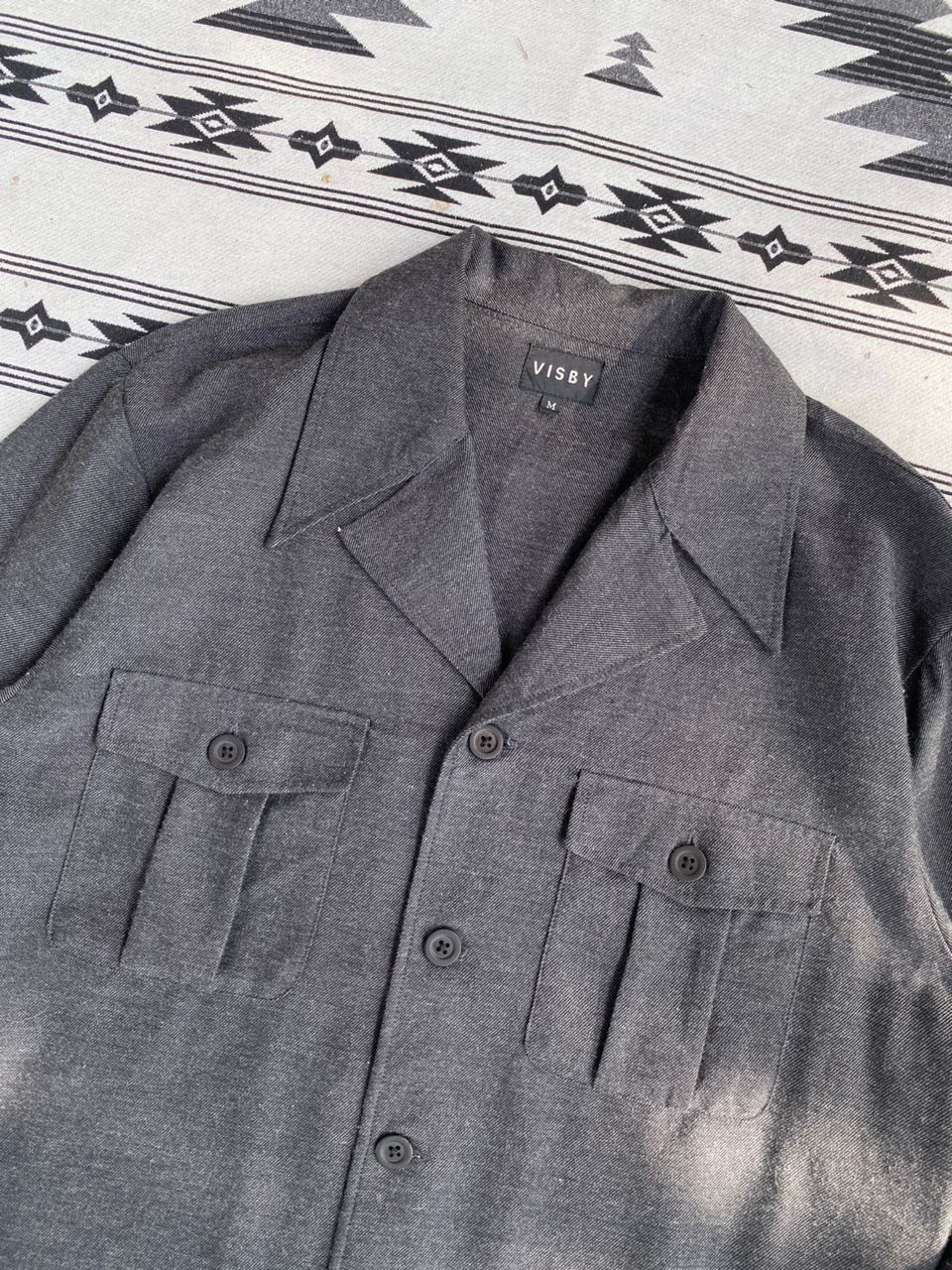 Designer × Japanese Brand × Vintage Visby Open Collar Double Chest Pocket Shirt Size US S / EU 44-46 / 1 - 4 Thumbnail