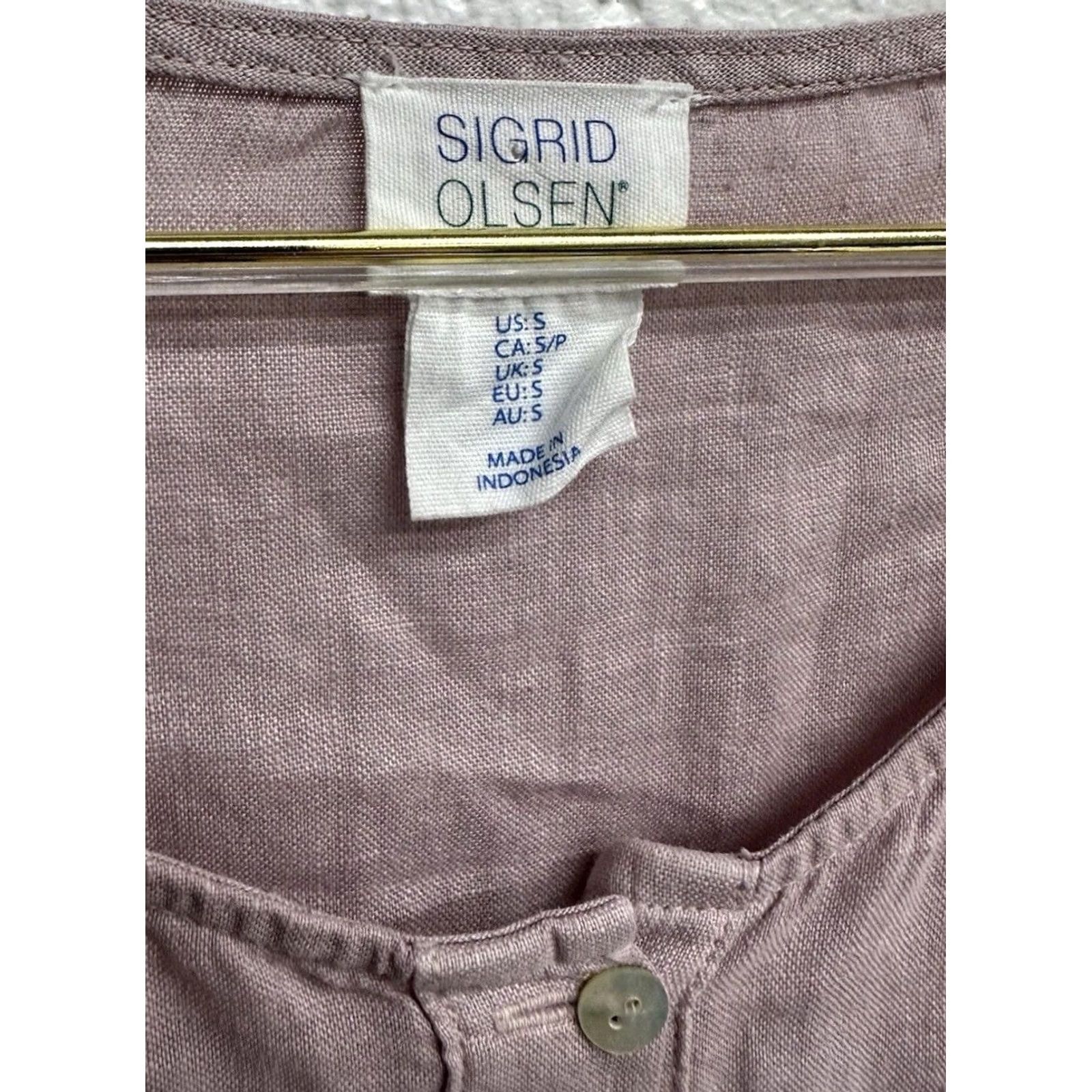 Vintage Sigrid Olsen Light Purple Button Front Linen Peplum Blouse Sz Small Size S / US 4 / IT 40 - 3 Thumbnail