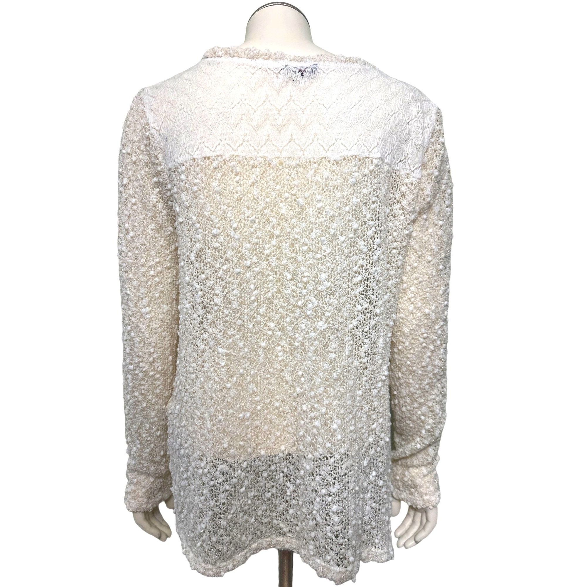 Aeropostale Aeropostale Sexy Sheer Sparkly Cream Cardigan Sweater Size M Size M / US 6-8 / IT 42-44 - 3 Thumbnail