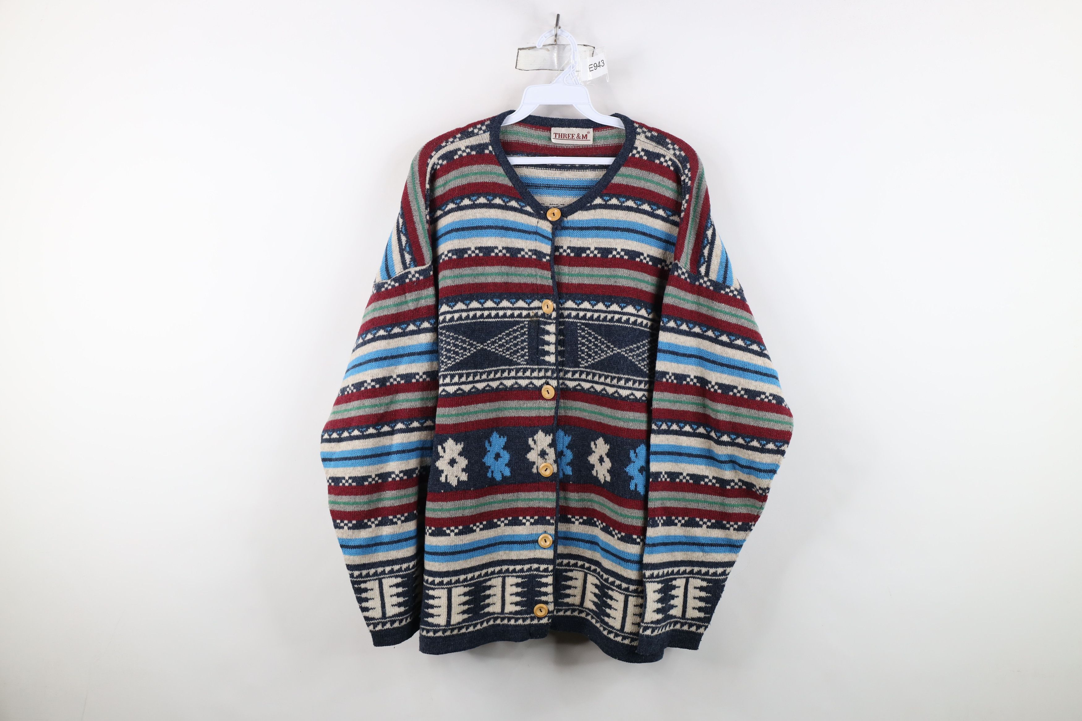 Vintage Vintage 90s Streetwear Fair Isle Knit Cardigan Sweater Size L / US 10 / IT 46 - 1 Thumbnail